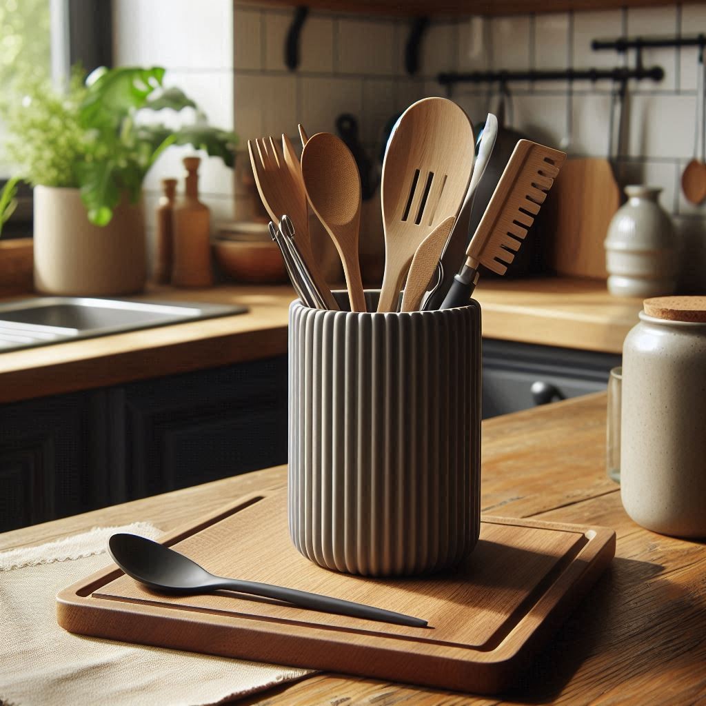 Ribbed Kitchen Utensil Holder, Utensil Basket