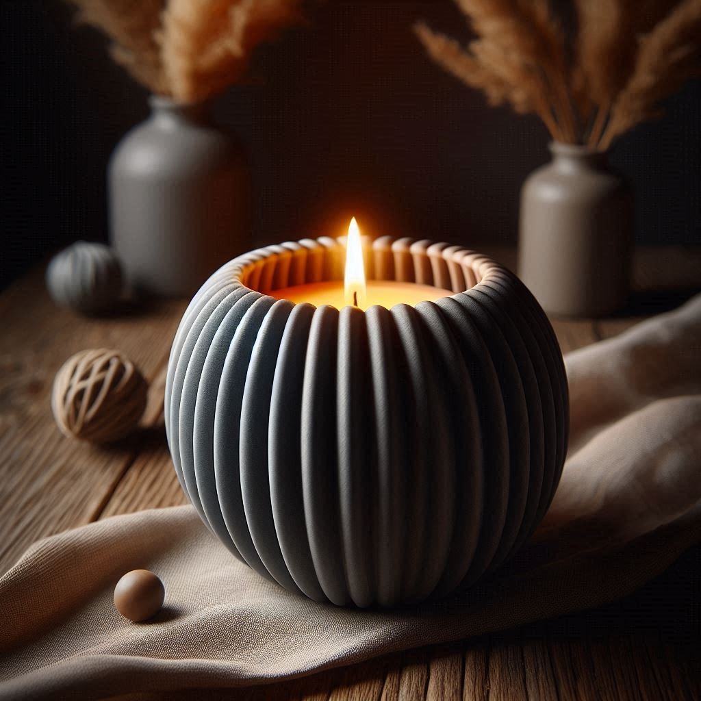 Modern Round Ribbed Candle, (LED) Tealight Holder