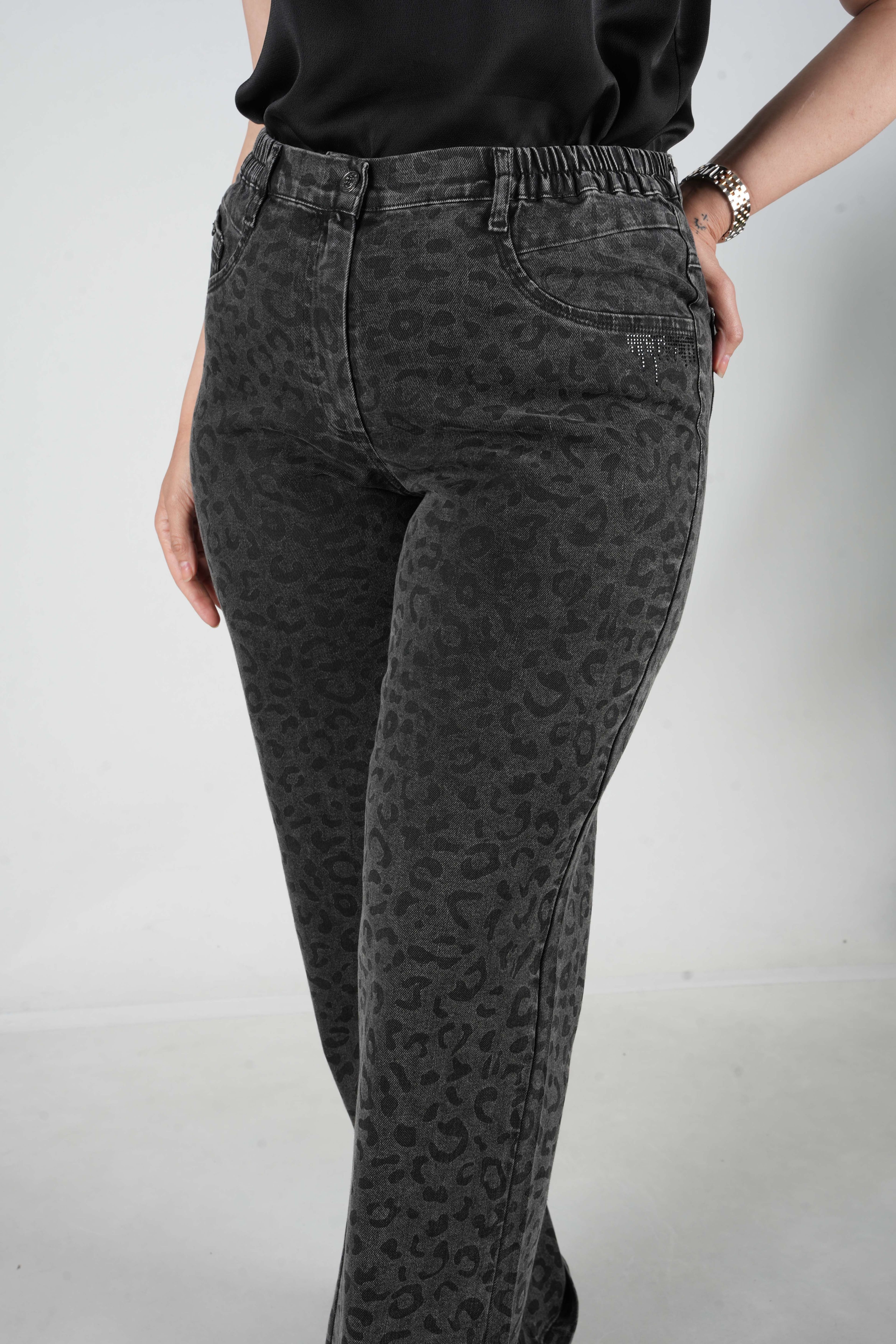 Leopard - Leopar Desenli Yüksek Bel Kot 9087
