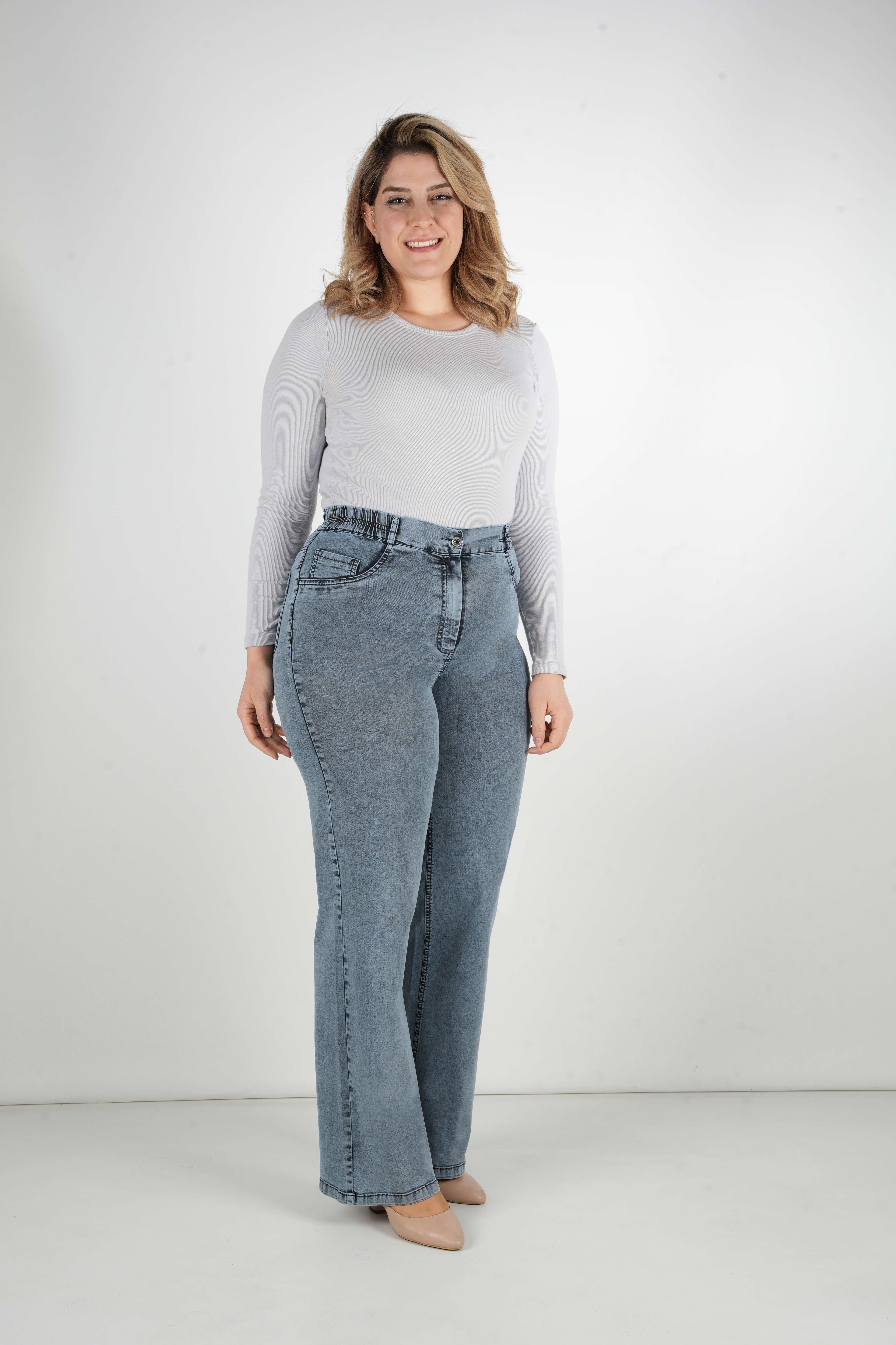 Lisa – Geniş Paça Kot Pantolon 8971 - Buz Mavisi