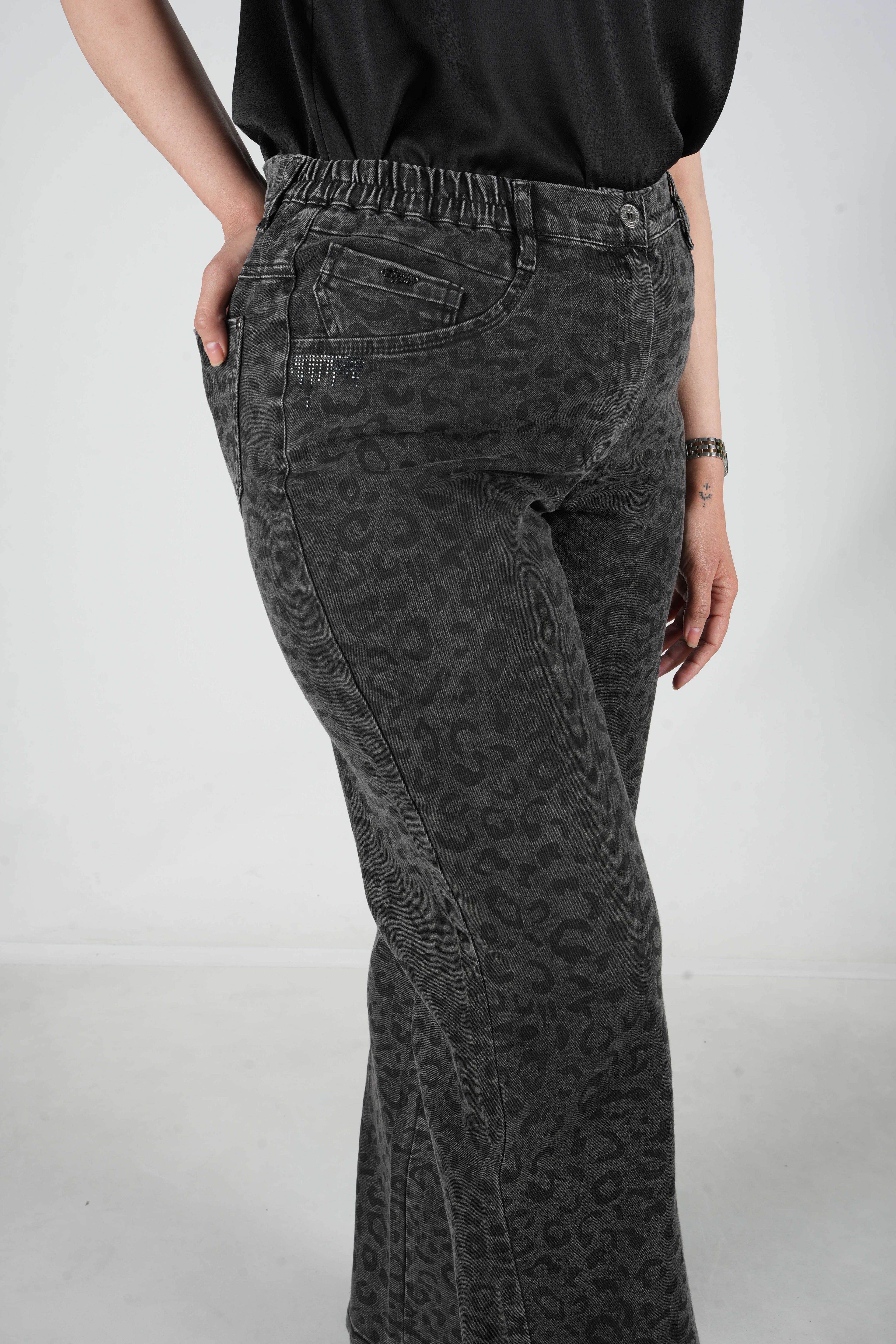 Leopard - Leopar Desenli Yüksek Bel Kot 9087