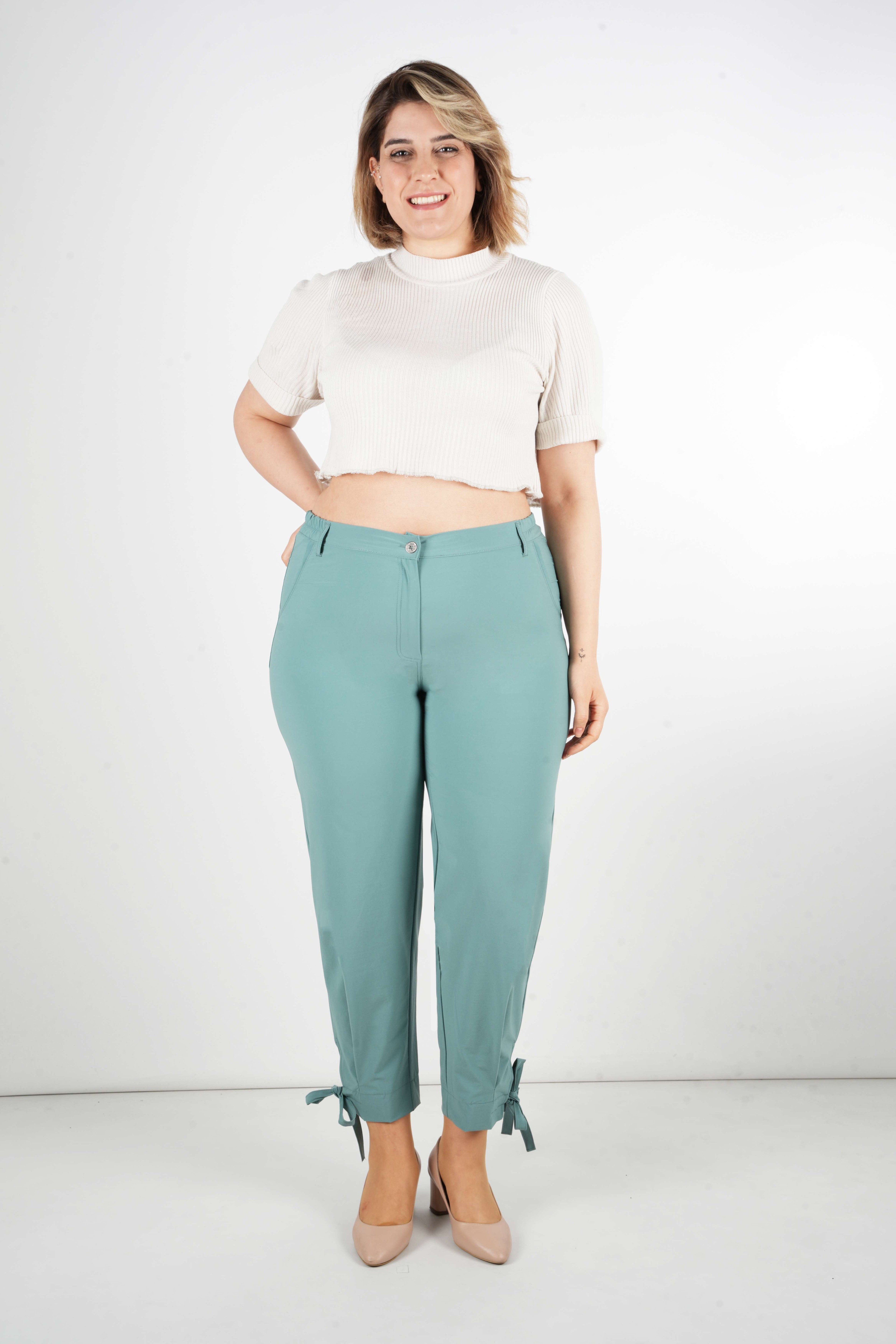 Vera – Paça Bağcık Detaylı Yazlık Pantolon 9023 - Mint