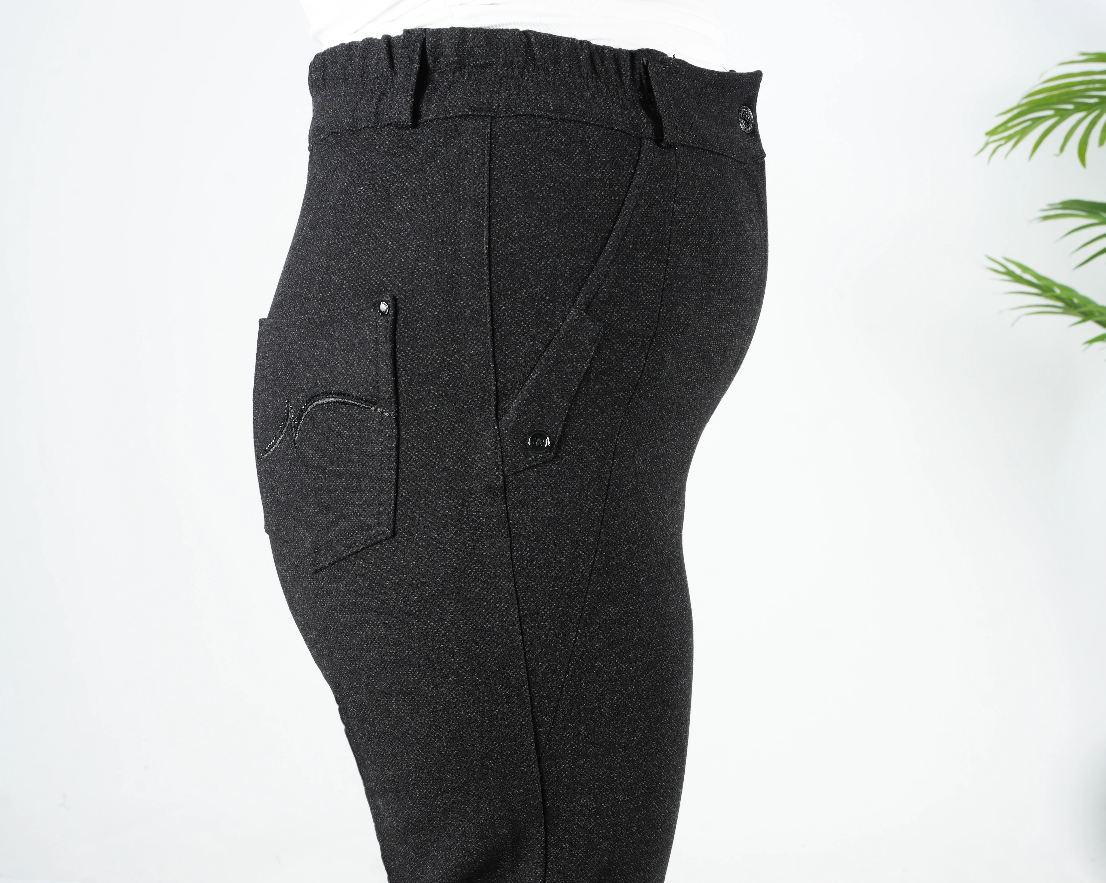 Lina - Yüksek Bel Boru Paça Örme Pantolon 9328