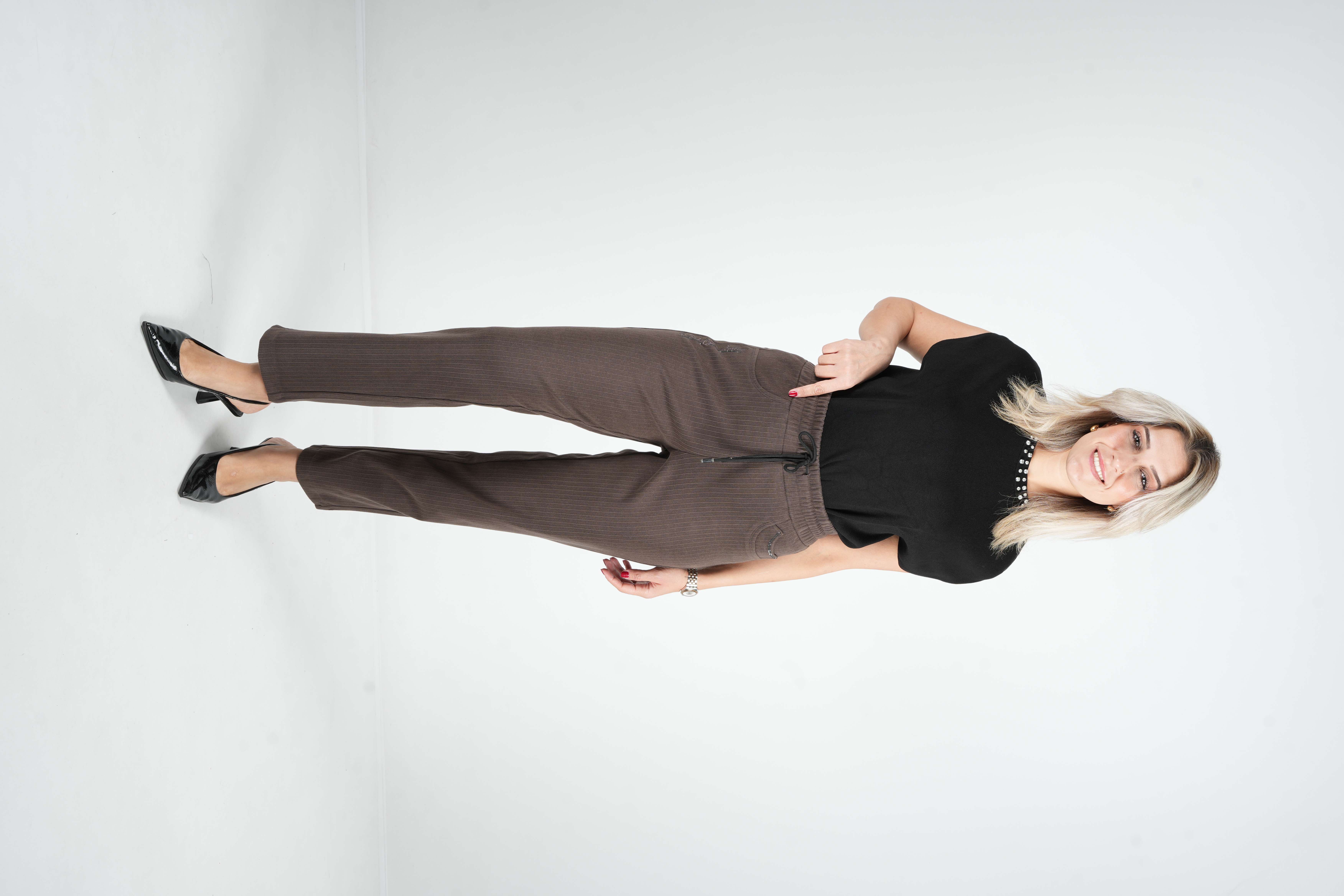 Como - Boru Paça Kadife Pantolon 9366 - Vizon