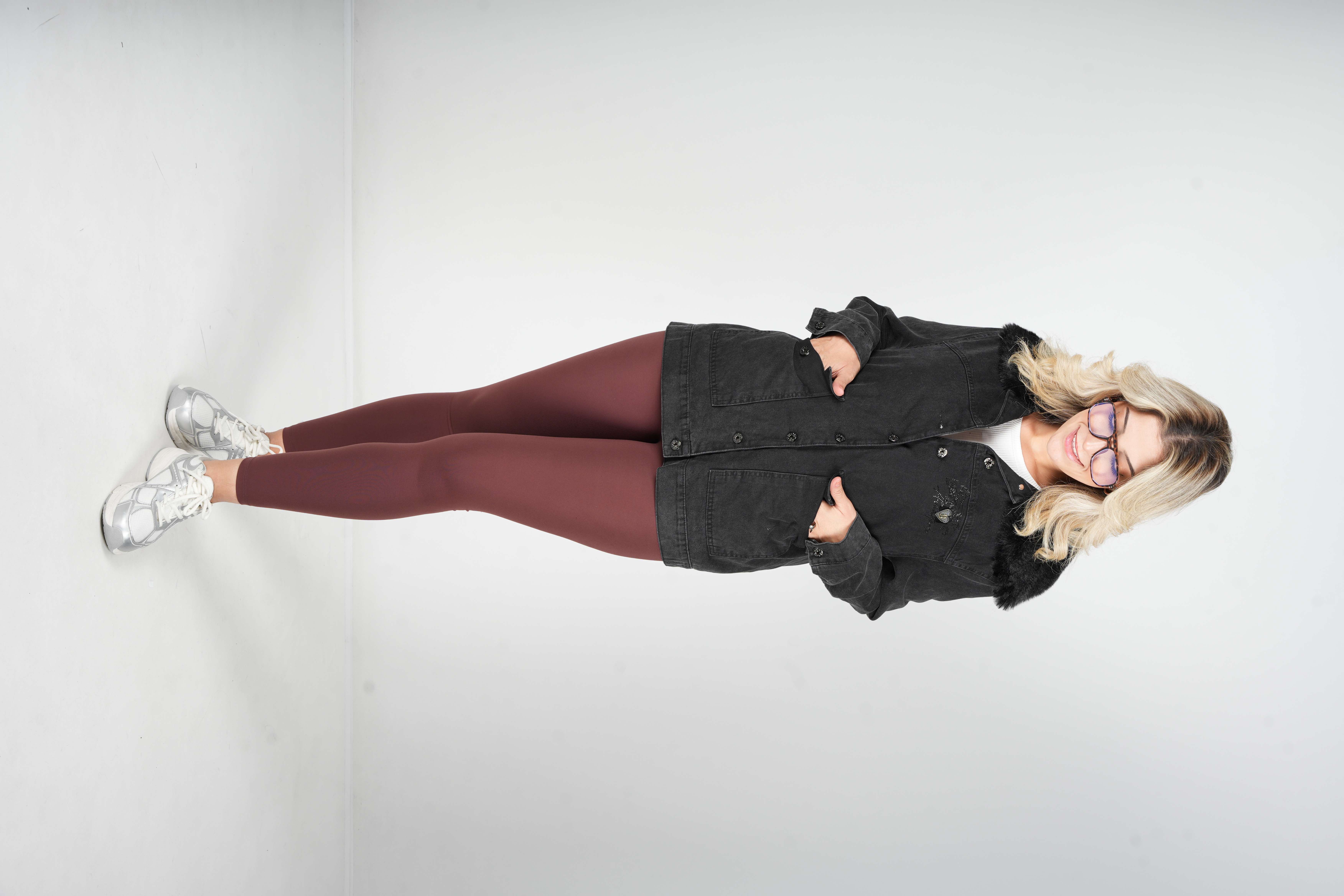 Cindy - Kürk Yaka Denim Mont 10478