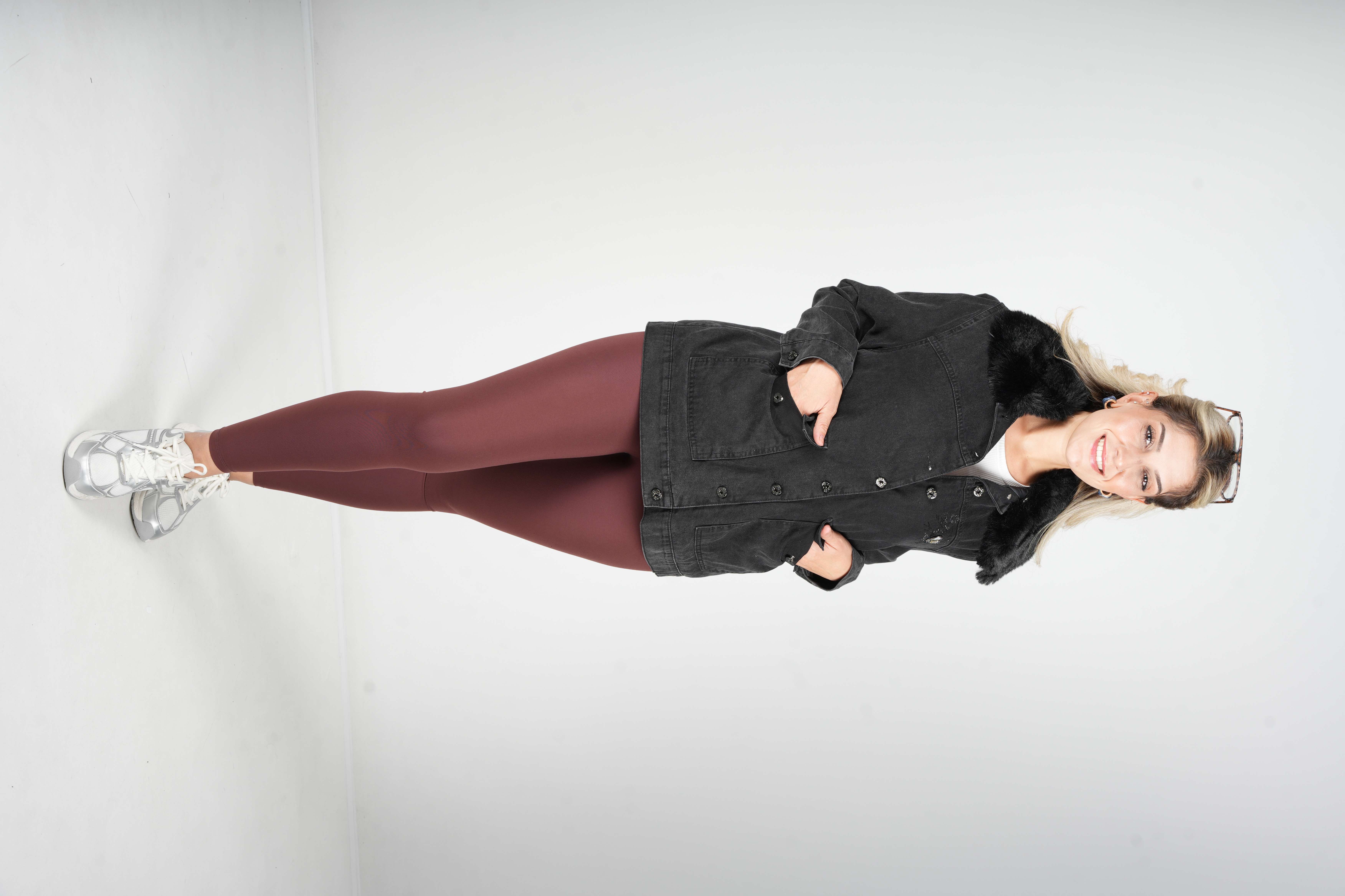 Cindy - Kürk Yaka Denim Mont 10478