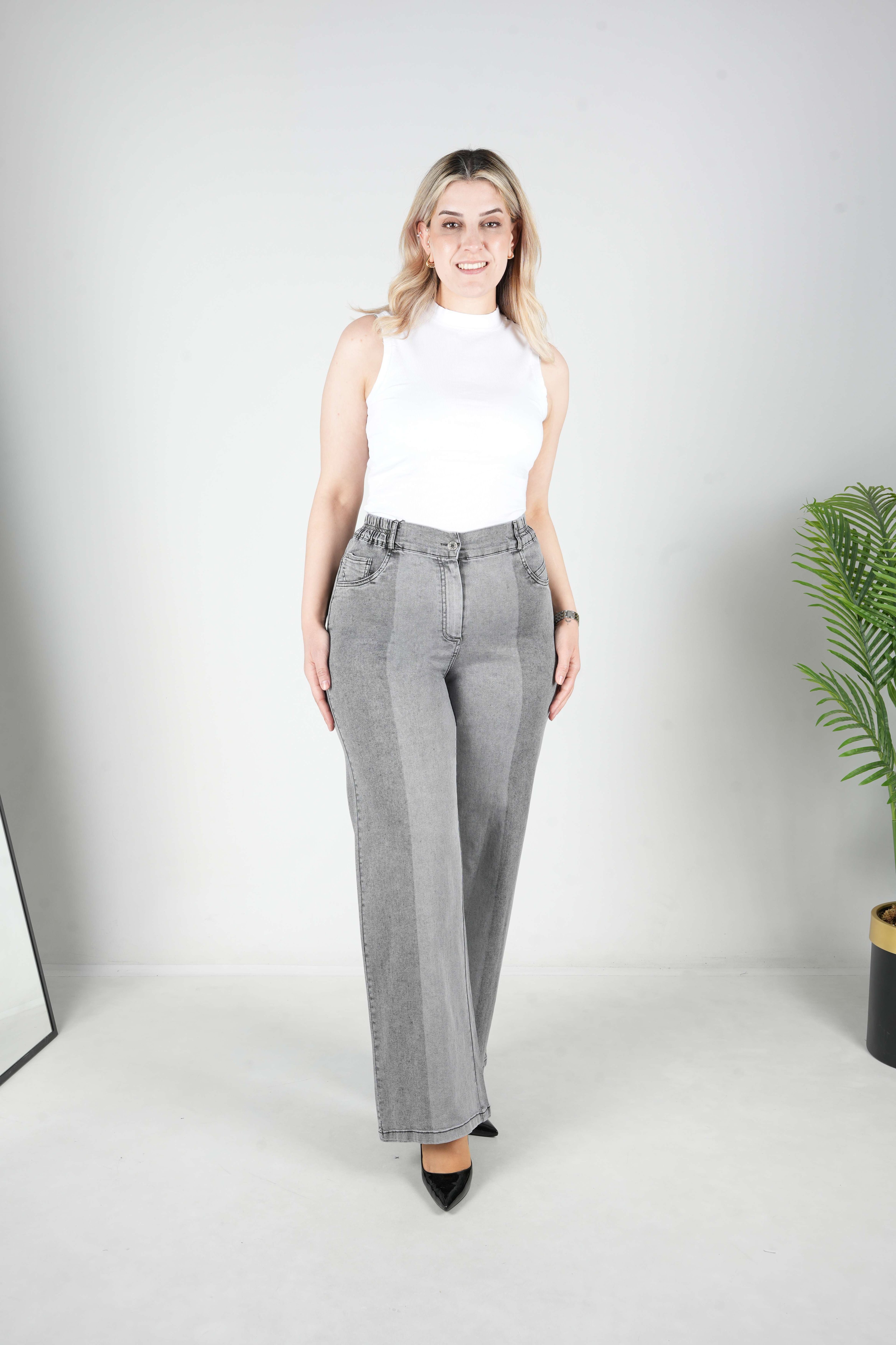 Mira – Çift Renkli Spor Denim Pantolon 9254 - Gri