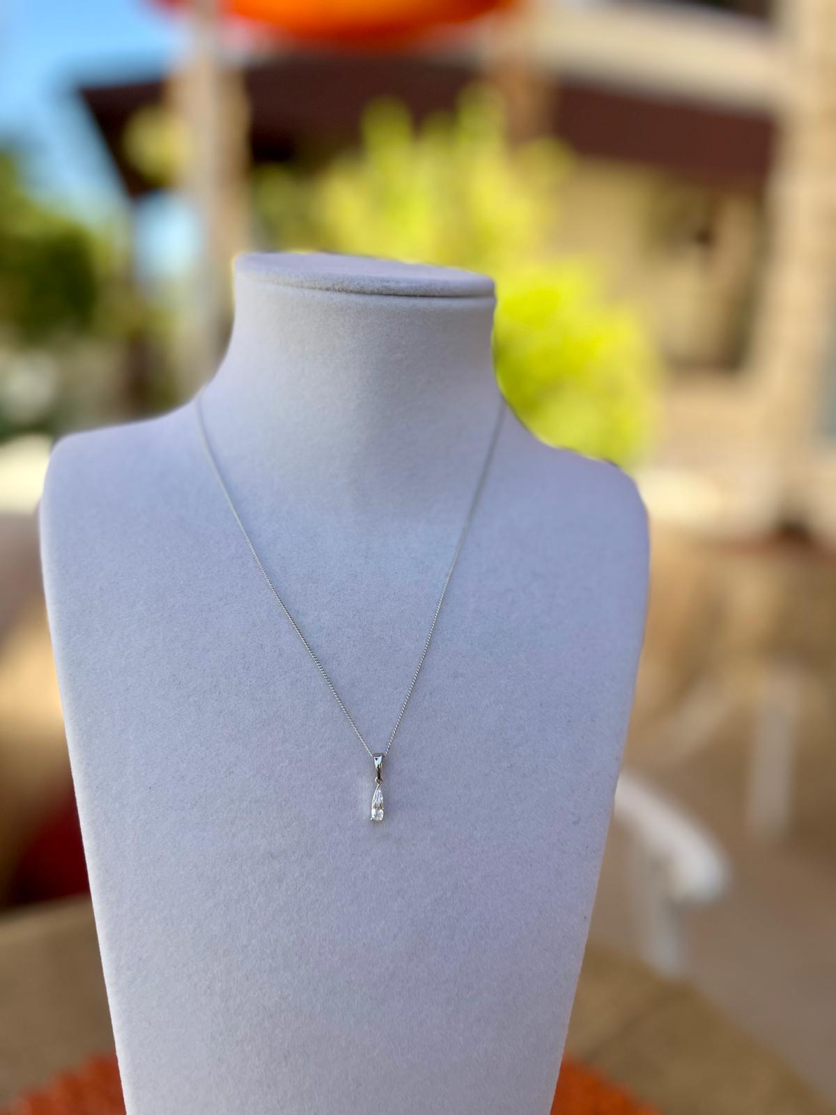 Vip silver damla uçlu 45cm kolye