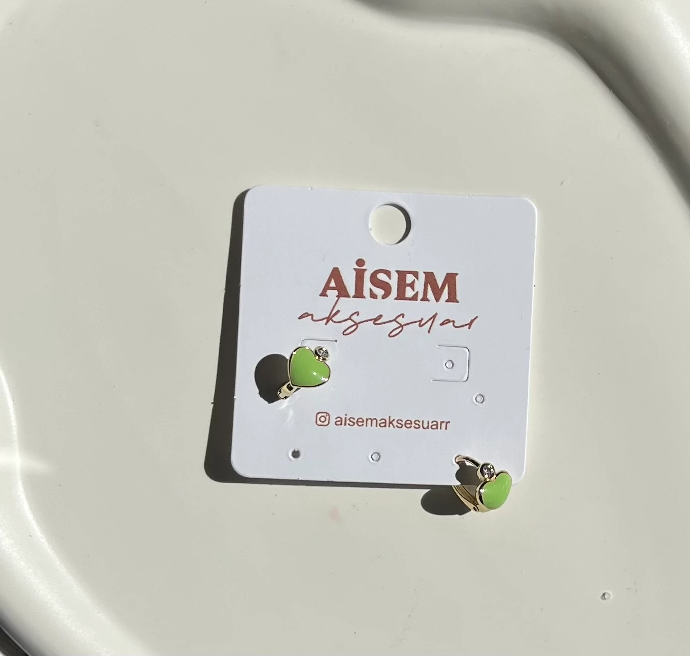 kalp model yeşil çoçuk  küpe