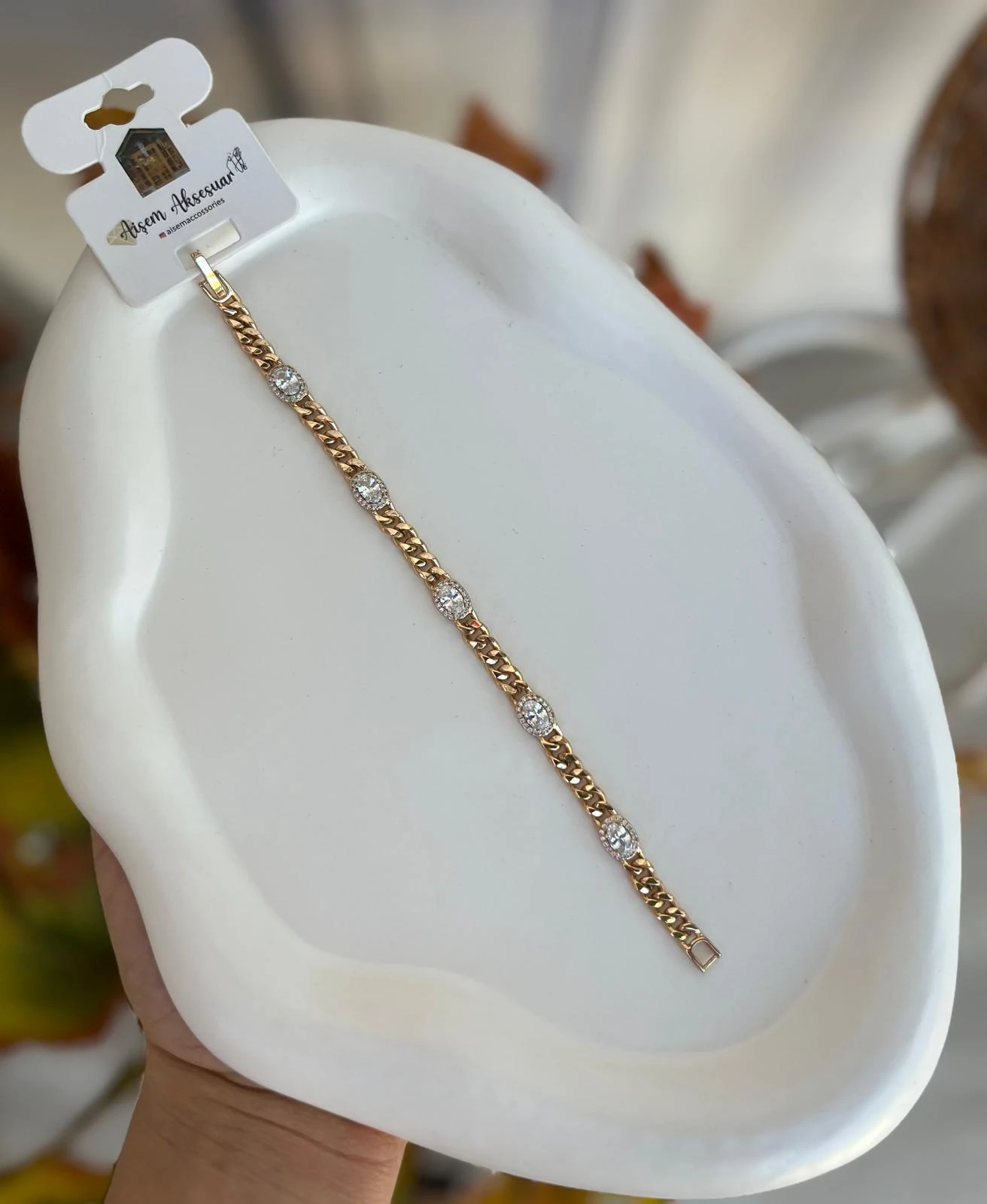 Vip 5 taşlı zincir bileklik