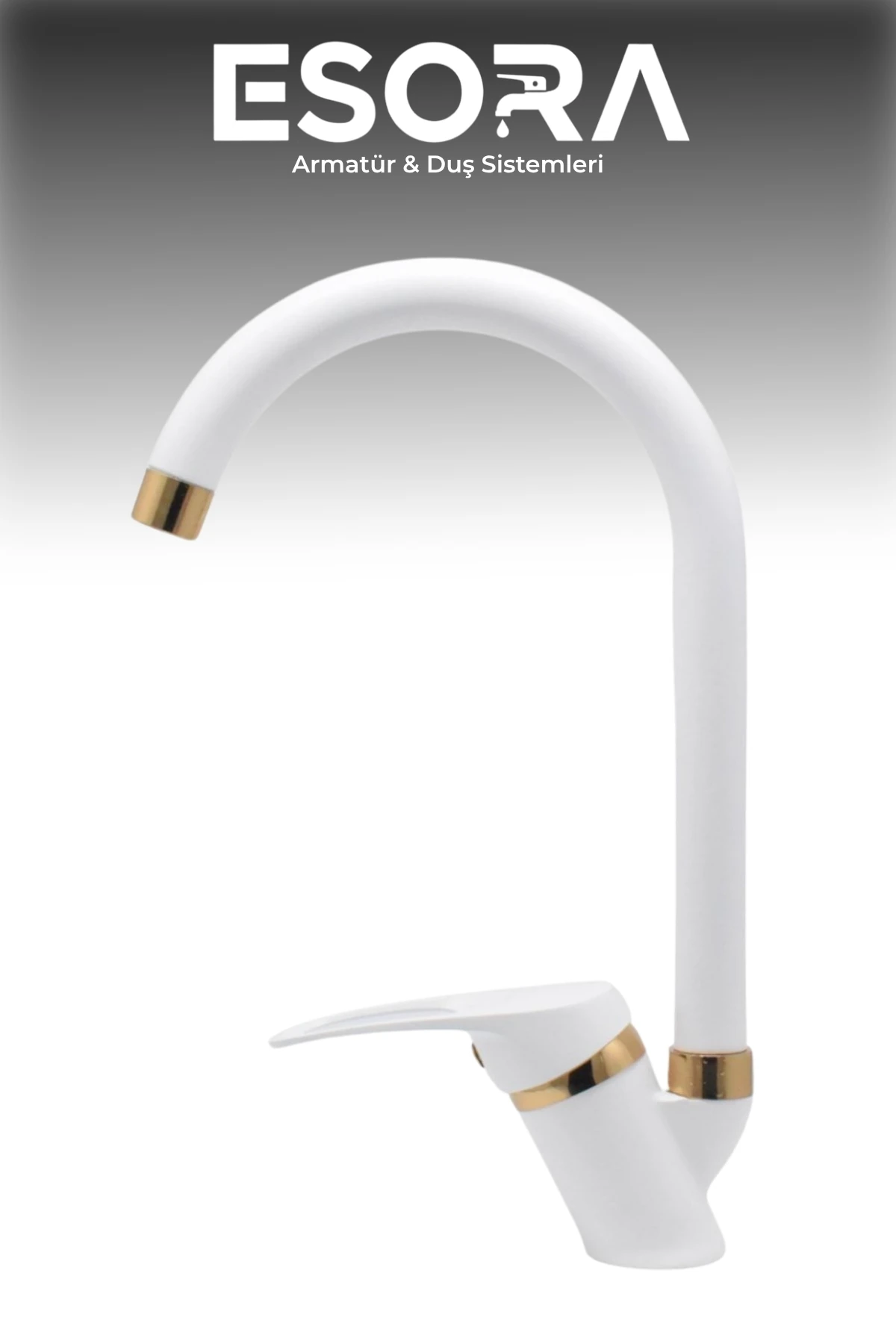 Beyaz Gold Baston Borulu Mix Mutfak Eviye Bataryası