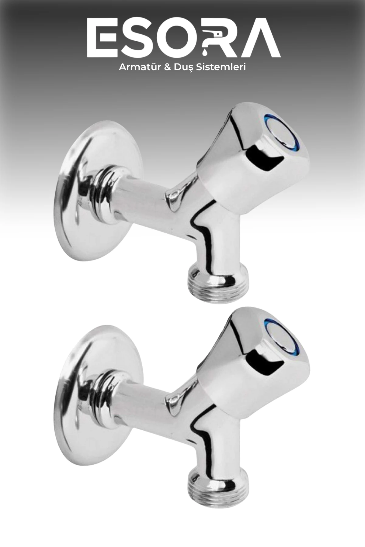 Krom Pirinç Volonlu 2 Adet Çamaşır Musluğu