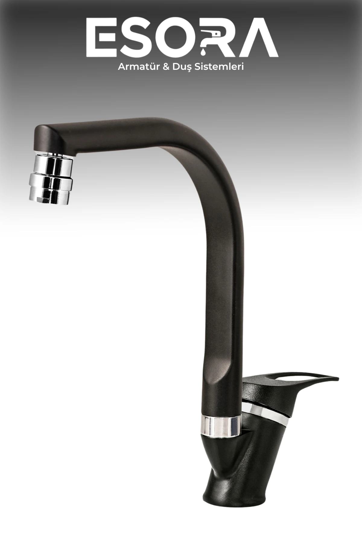 Siyah Krom Balık Sırtı Mix Lavabo Bataryası 2 Yıl Garantili Sıcak Soğuk Aç Kapa Musluk Çeşme