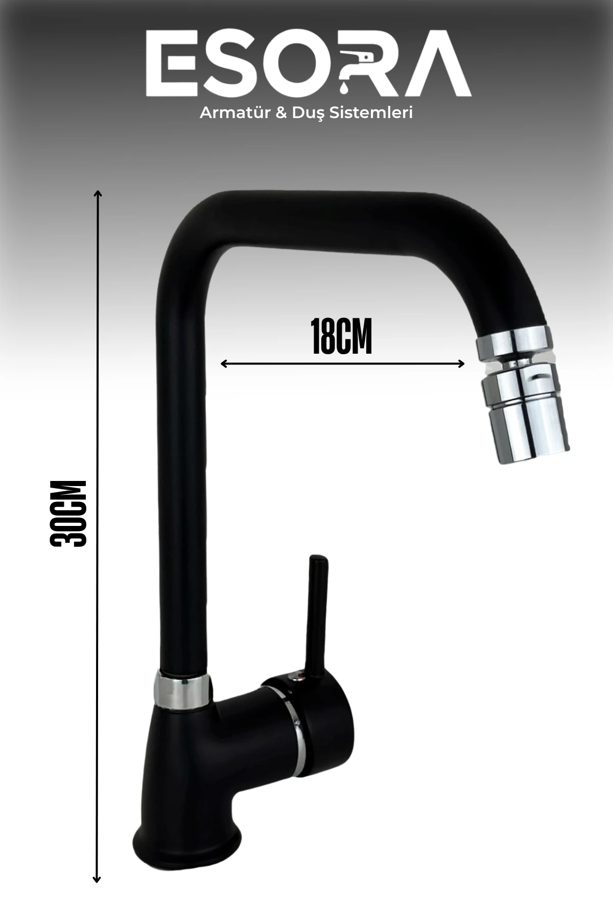 Siyah Krom Delta Mutfak Bataryası Oynar Başlıklı Mutfak Musluğu Eviye Bataryası Çift Su Girişli