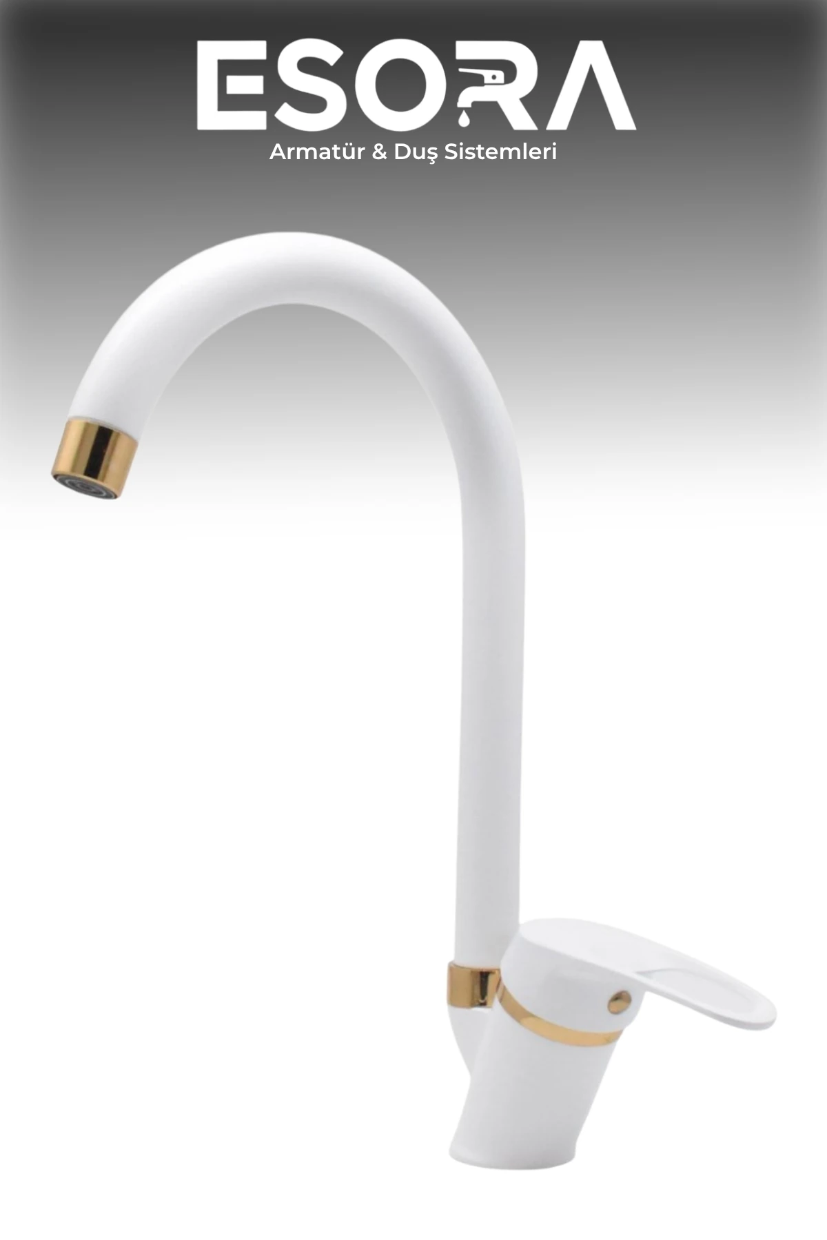 Beyaz Gold Baston Borulu Mix Mutfak Eviye Bataryası