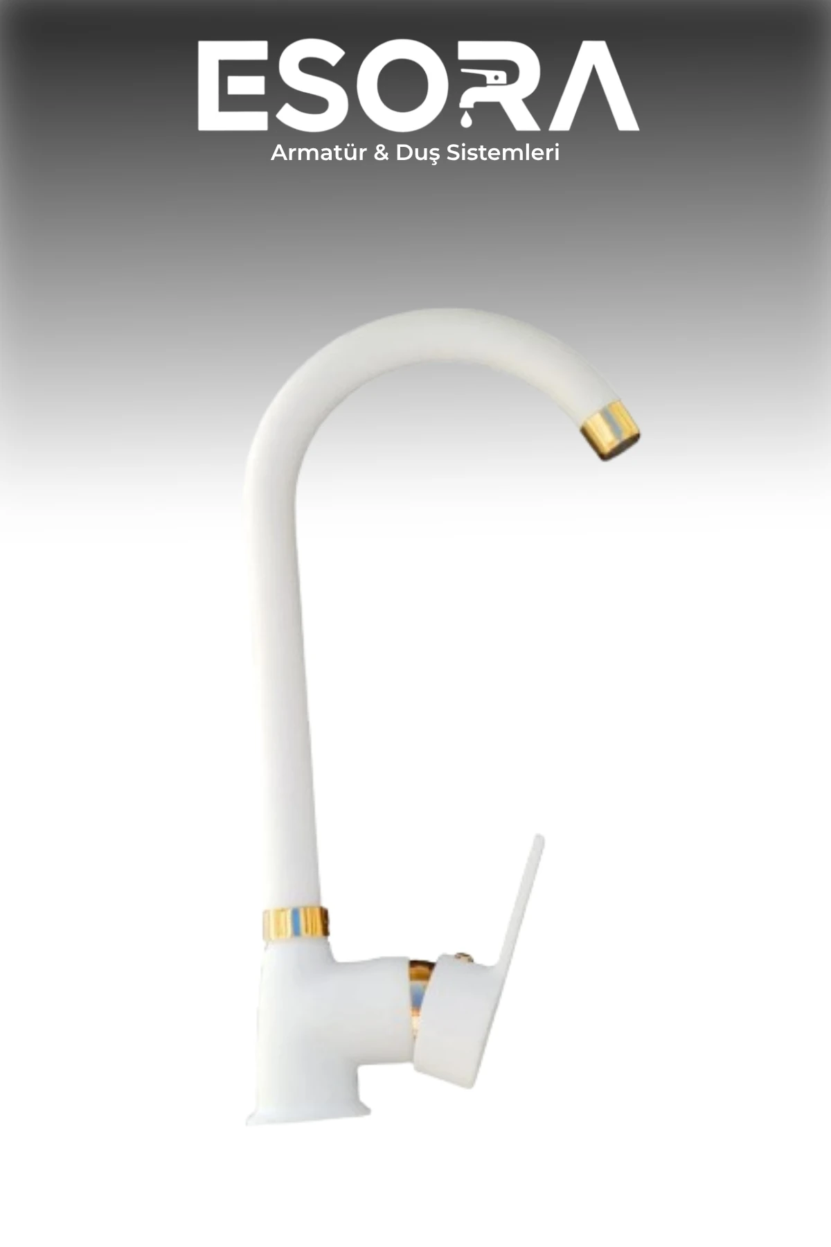 Beyaz Gold Baston Borulu Delta Mutfak Eviye Bataryası