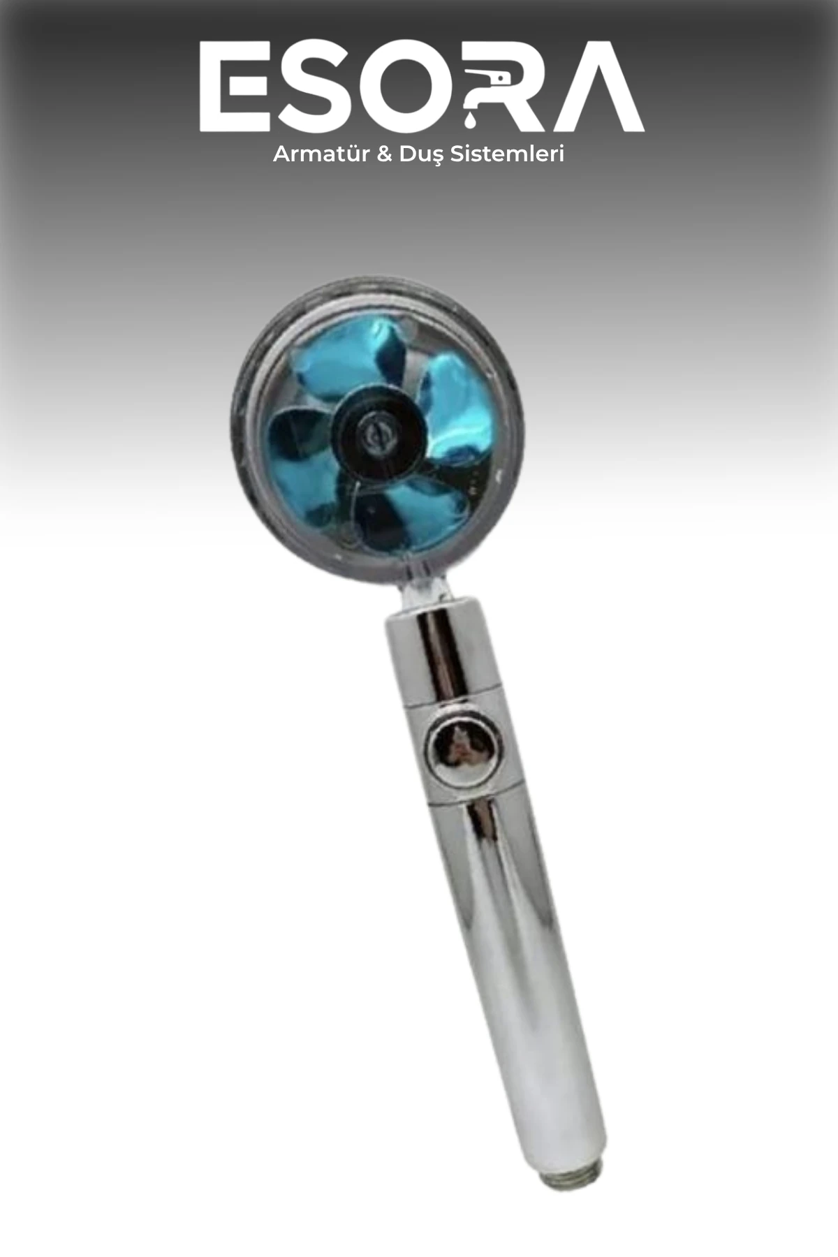 Krom Banyo Bataryası Pervaneli Duş Başlığı, Hortumu ve Mafsal Set