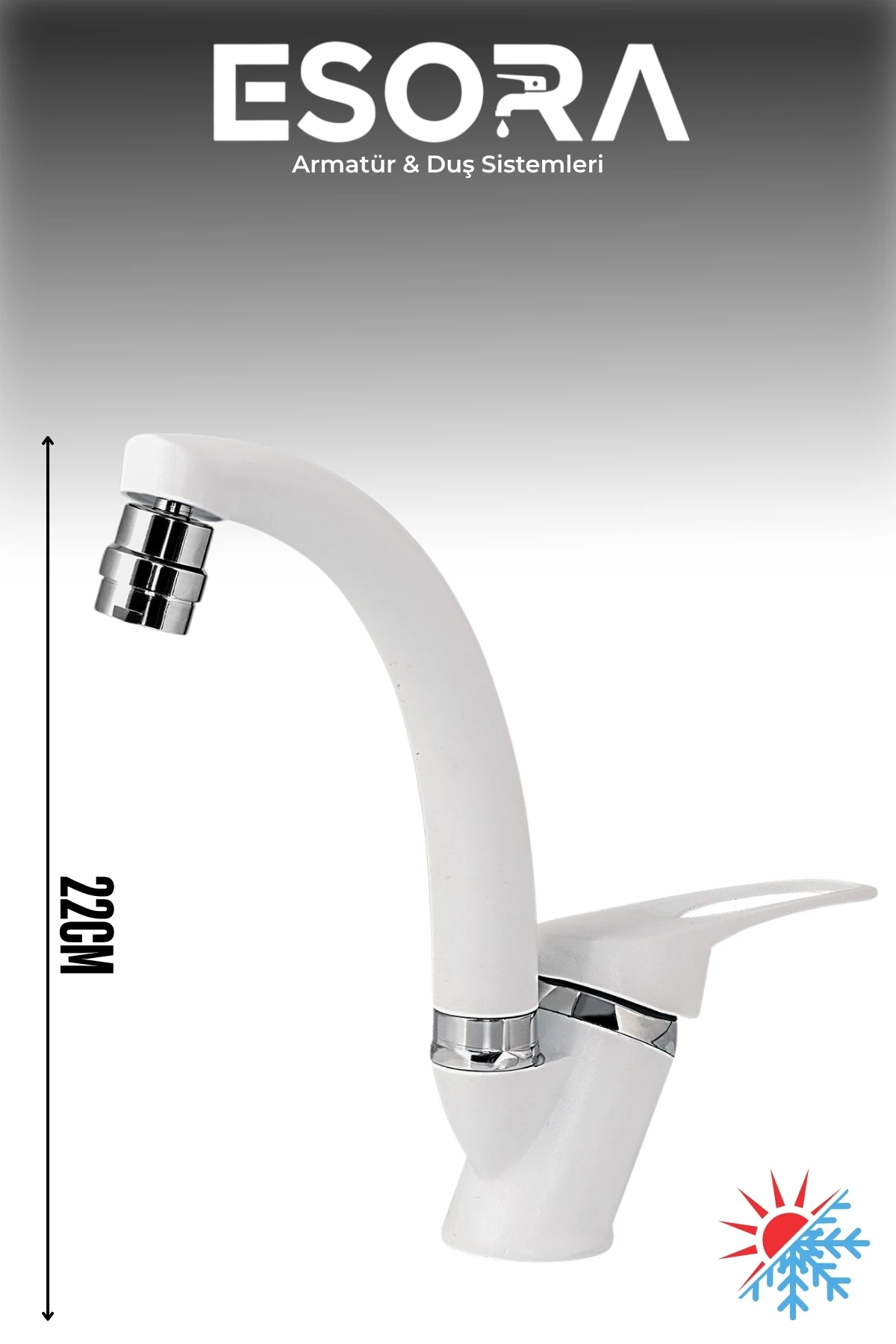 Beyaz Krom Mix Oynar Başlıklı Lavabo Bataryası Çift Su Grişli Çeşme Banyo Musluğu Çeşmesi