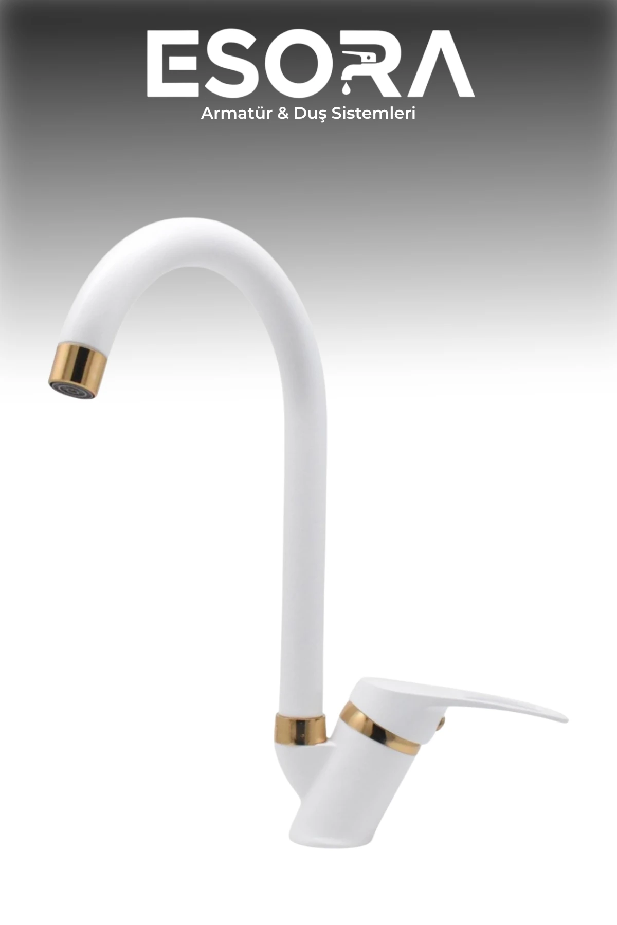 Beyaz Gold Baston Borulu Mix Mutfak Eviye Bataryası