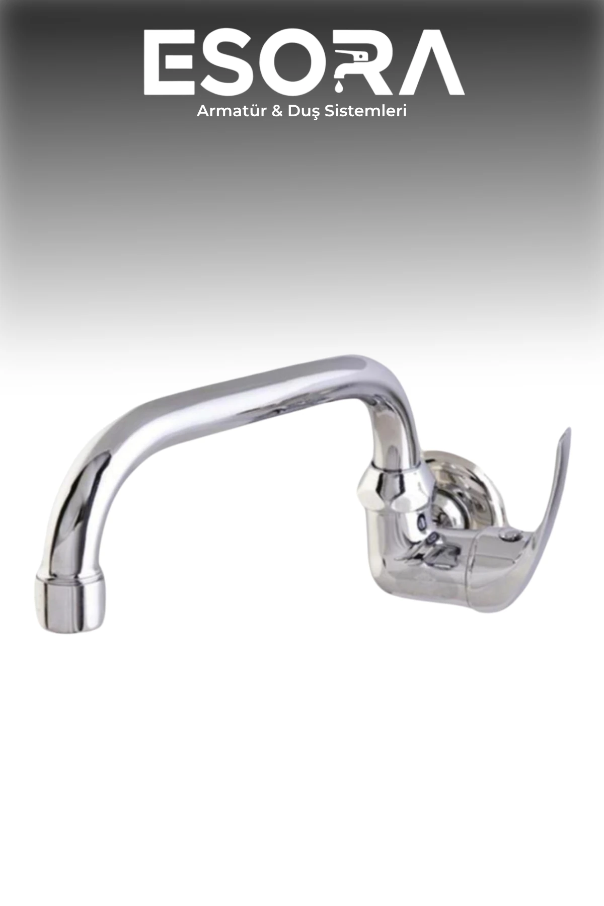 Duvardan Tek Su Çıkışlı Oynar Borulu Mutfak Evye Musluk Bataryası