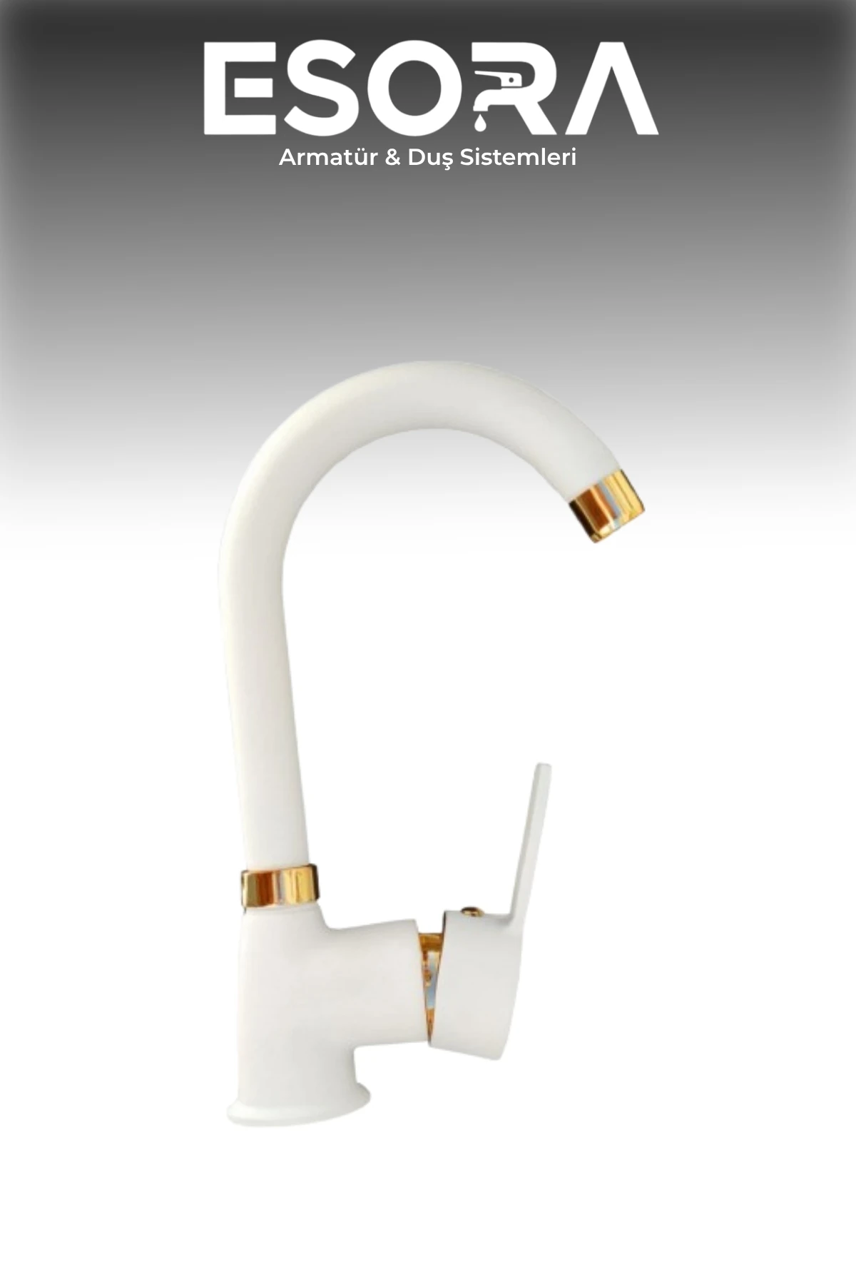 Beyaz Gold Baston Borulu Delta Lavabo Bataryası