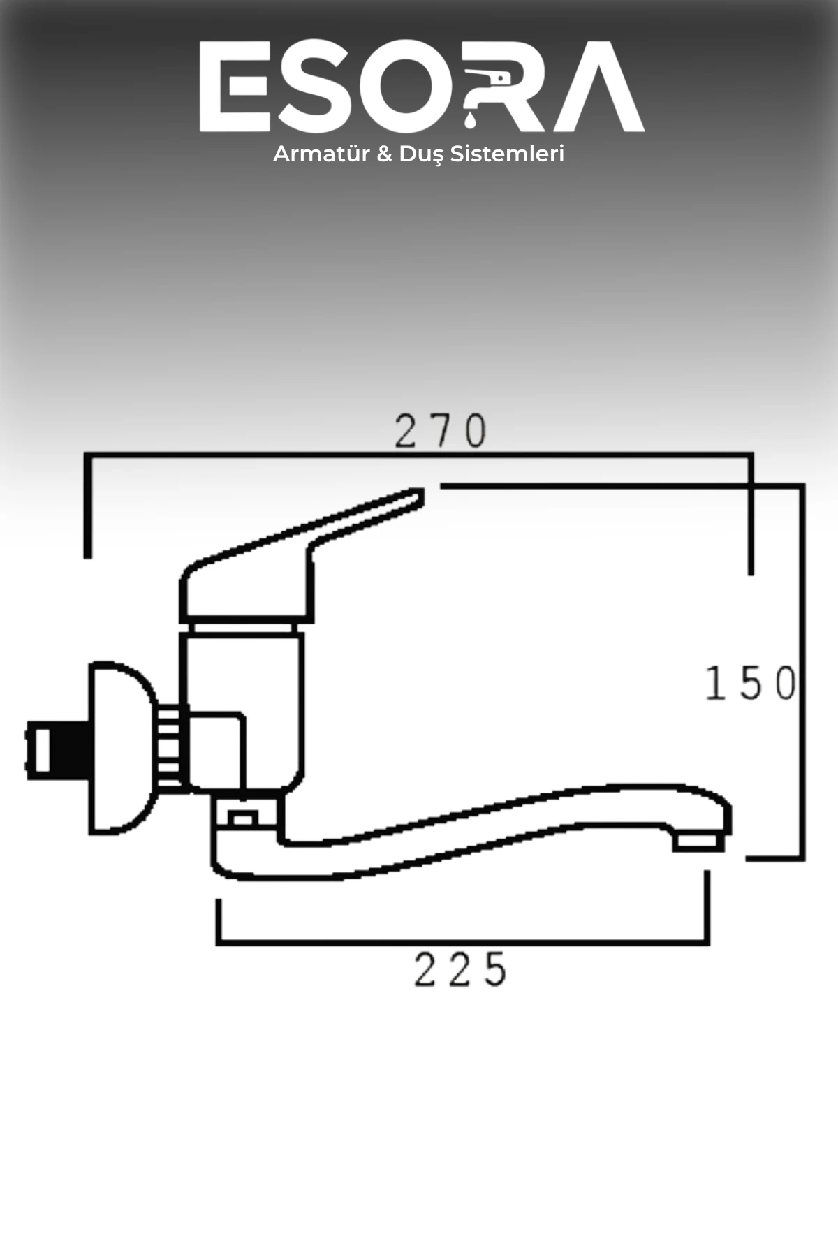 Krom Duvardan Alttan Aplik Oynar Borulu Mutfak Eviye Bataryası
