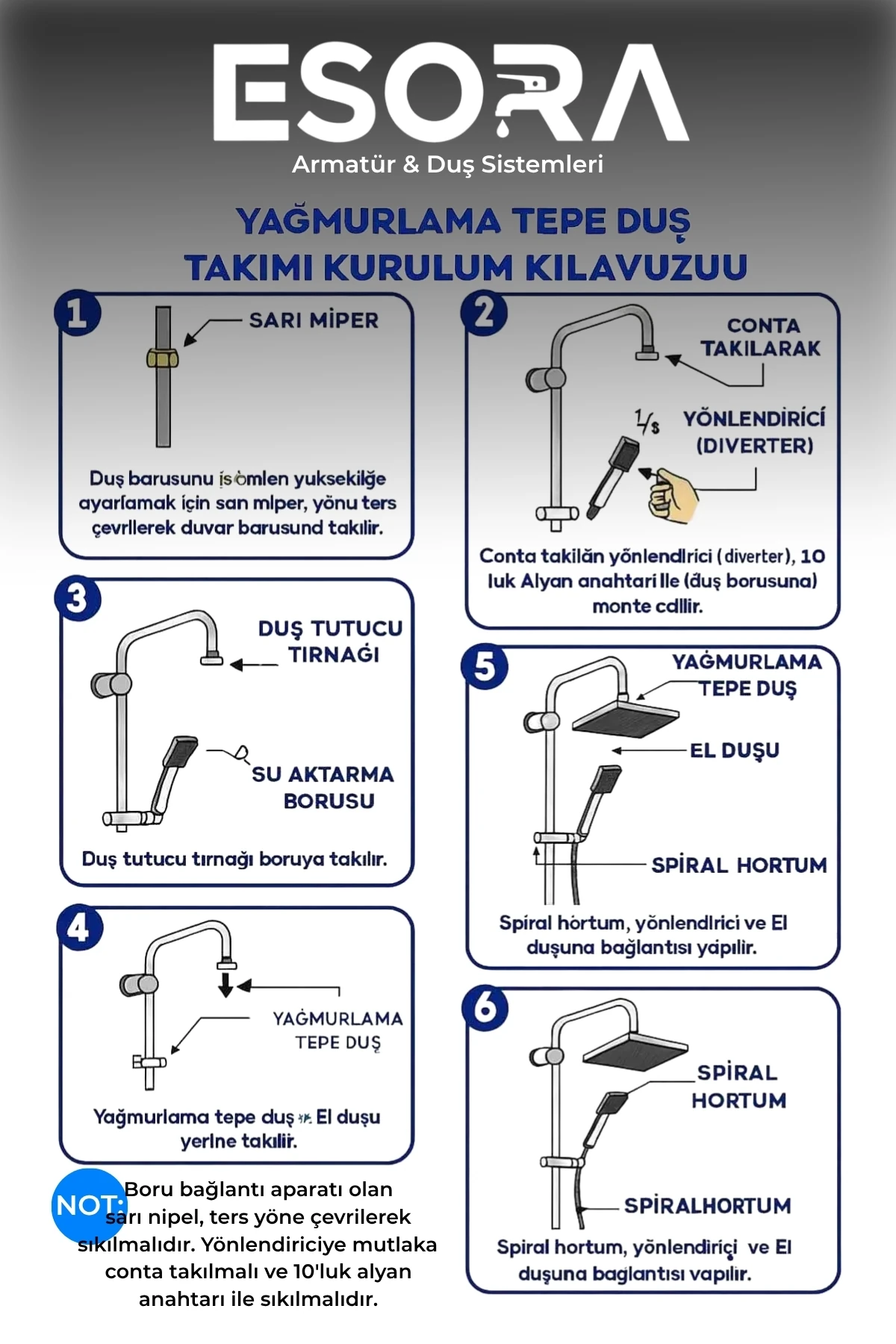 Siyah Krom Başlıklı Kare Robot Tepe Yağmurlama Duş Seti