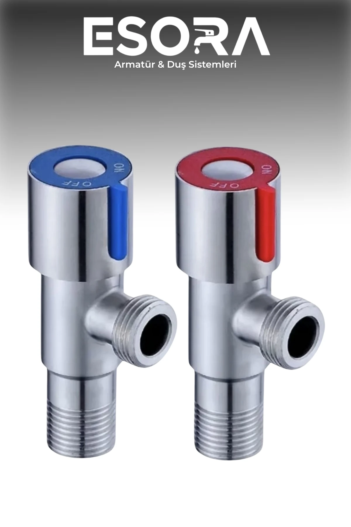 2 Adet İnox Paslanmaz Çelik Aç Kapa Ara Musluk + 2 Adet Flex Bağlantı Hortumu