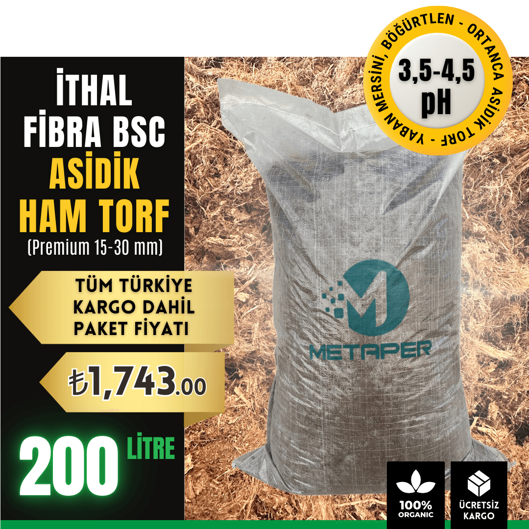 İthal Asidik Ham Torf – FIBRA BSC (3,5–4,5 pH) | 200 Litre
