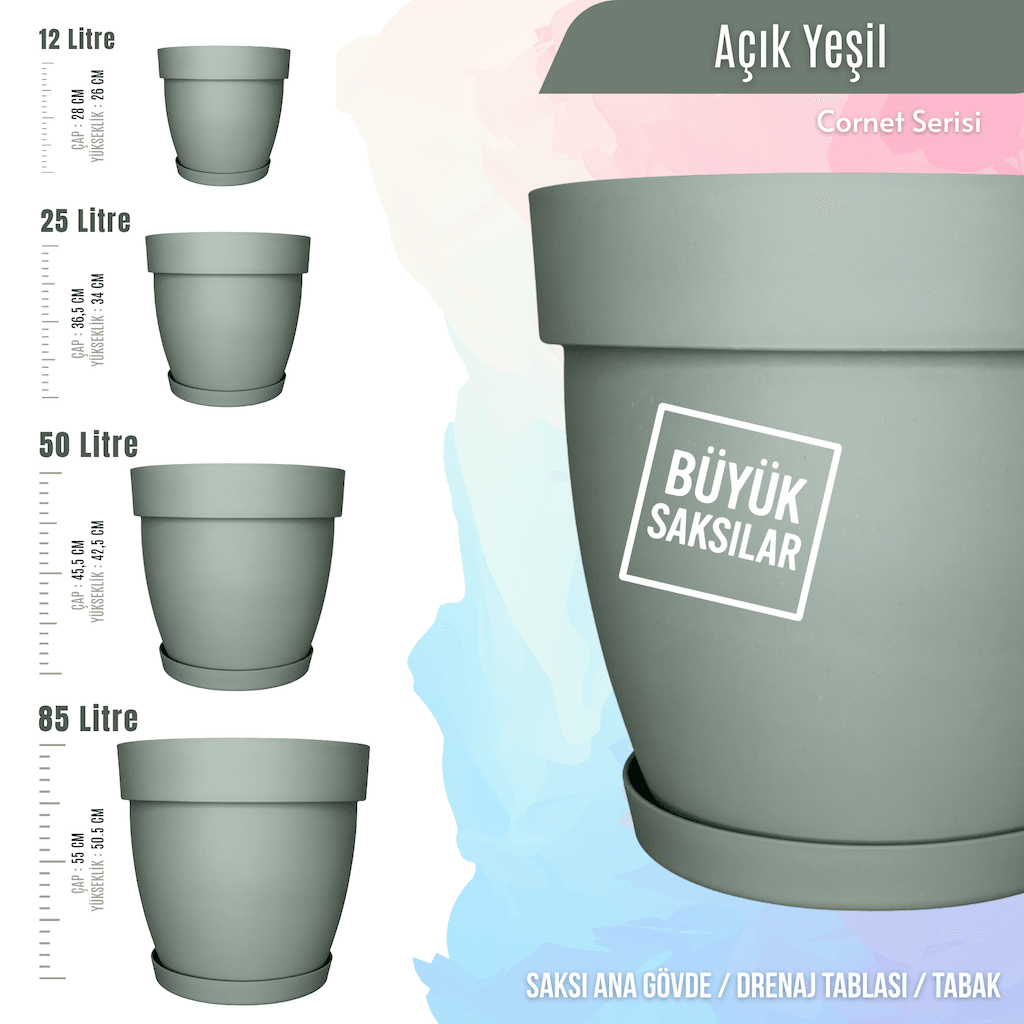 Cornet İç ve Dış Mekan Büyük Saksı Modelleri - 4 Renk 4 Boy (12L / 25L / 50L / 85L)