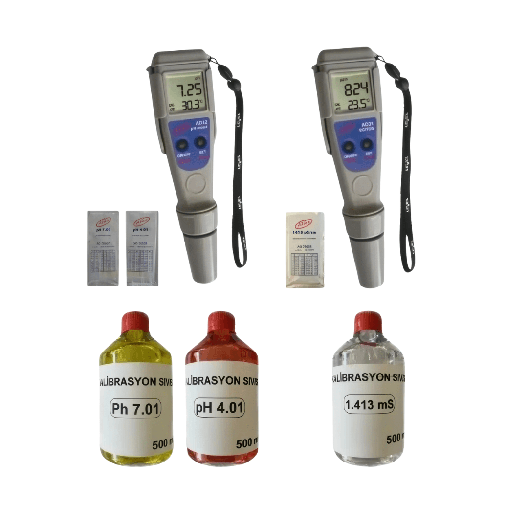Adwa AD12 pH Metre & Adwa AD31 EC Metre Seti + Kalibrasyon Sıvıları