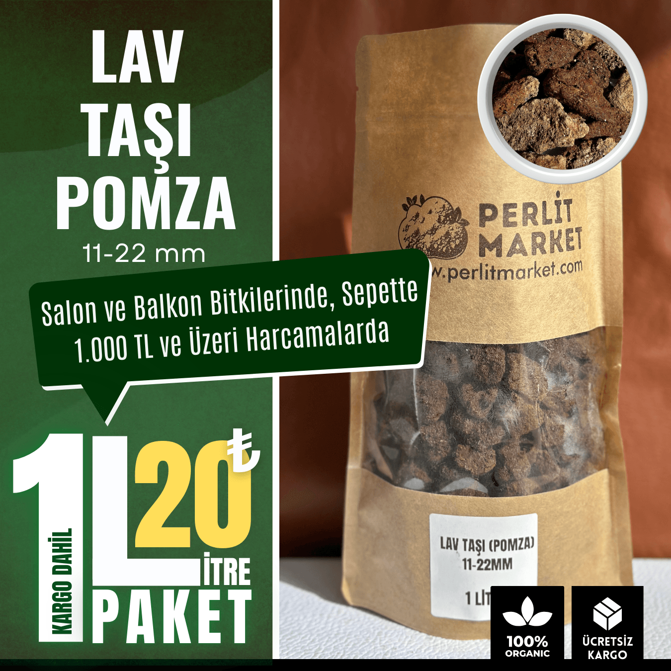 Lav Taşı Pomza 11-22mm (1 Litre)