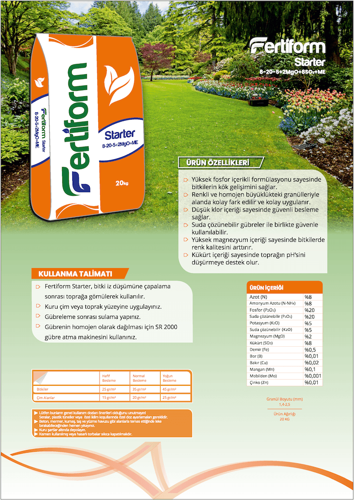 Fertiform Starter 8-20-5 + 2MgO + 8SO₃ + ME | 20 kg – İstanbul Nakliye Dahil