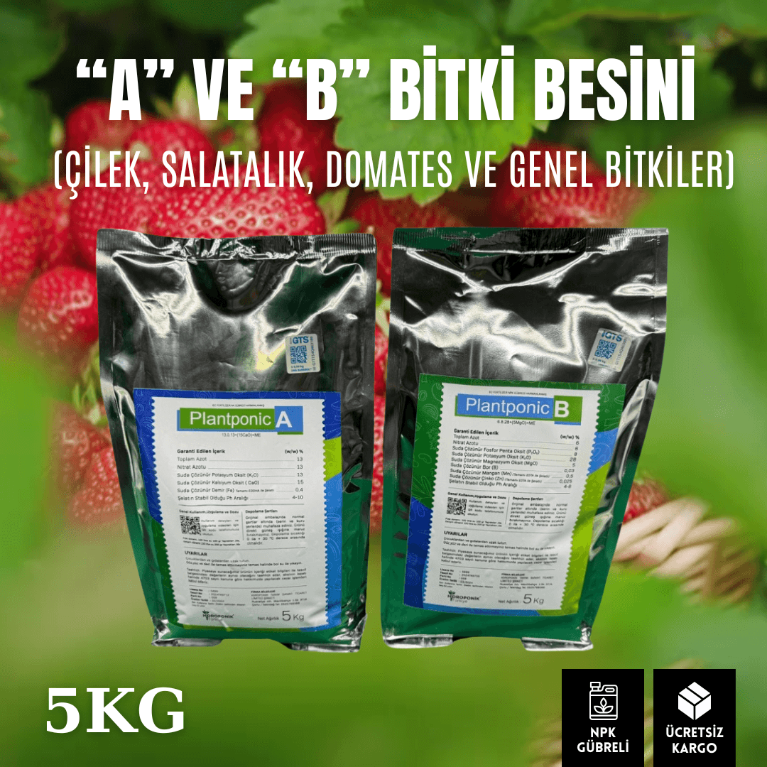 Topraksız Tarım ve Hidroponik A+B Besini | Plantponic Bitki Besin Kiti 5 Kg