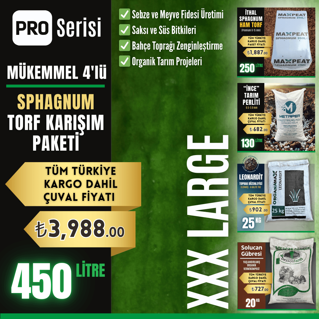 Mükemmel 4'lü Profesyonel Toprak Karışım Paketi (450 Litre)