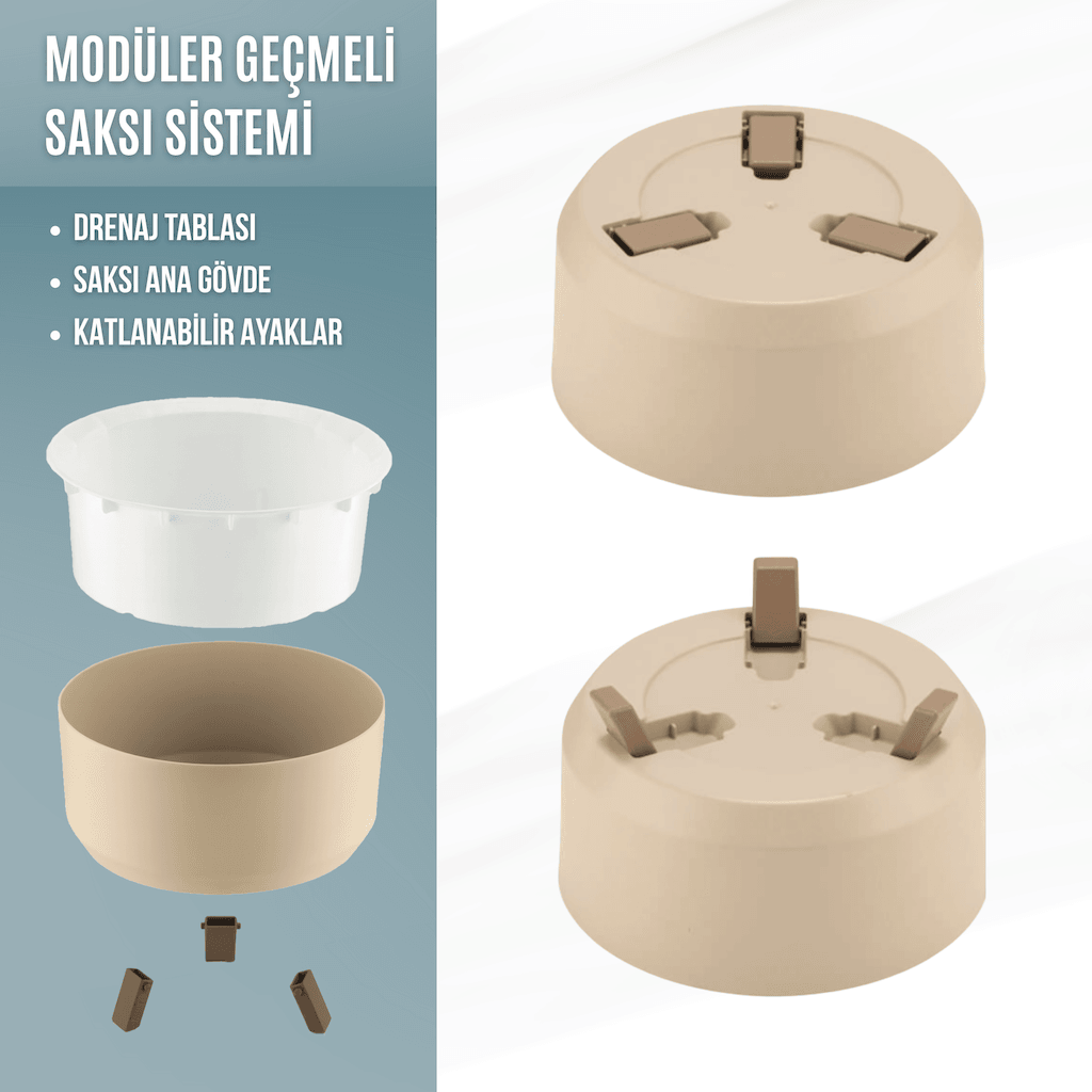 Tripot Masa Üstü Dekoratif Saksı | Ücretsiz Kaktüs ve Sukulent Toprağı Dahil (0.70L / 1.30L / 2.25L)