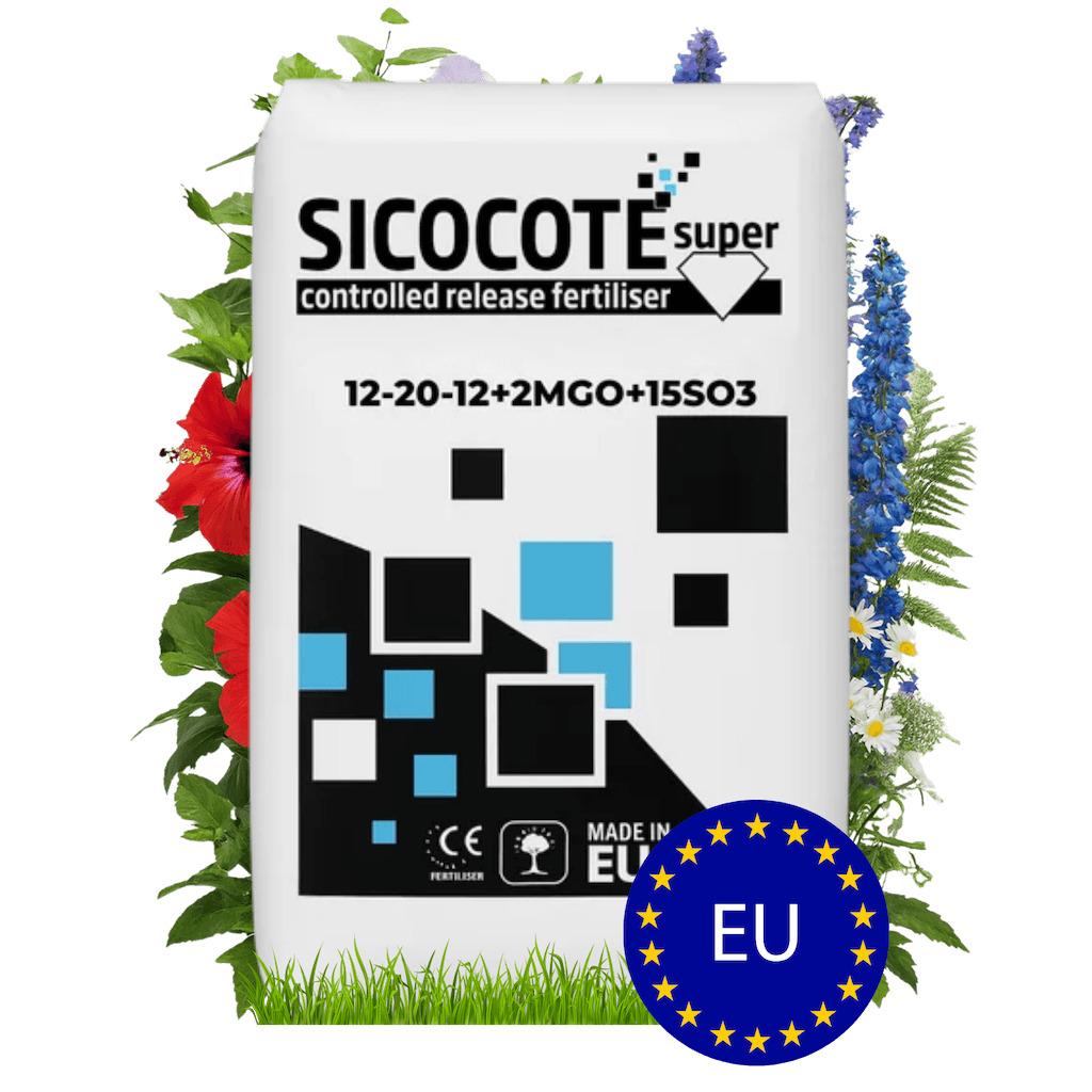 SICOCOTE Super 12-20-12 + 2MgO + 15SO₃ | 9 Aylık Kontrollü Salınımlı Gübre – Süs Bitkileri, Seracılık, Peyzaj ve Çim (25 KG)