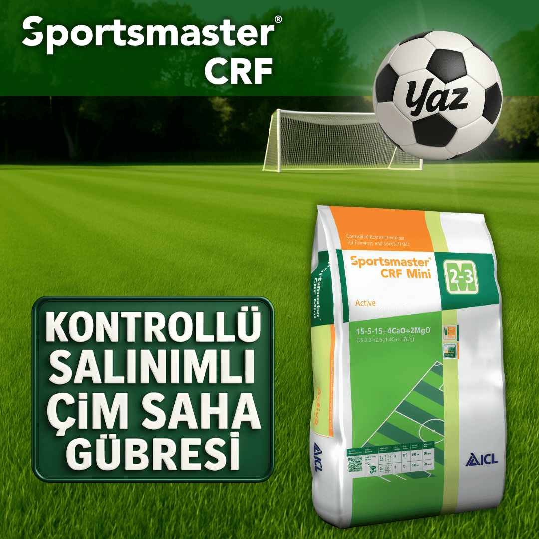 Sportsmaster CRF Mini Active Çim Gübresi | 15-5-15+4CaO+2MgO | Kontrollü Salınım | 2-3 Ay Etkili | 25 KG