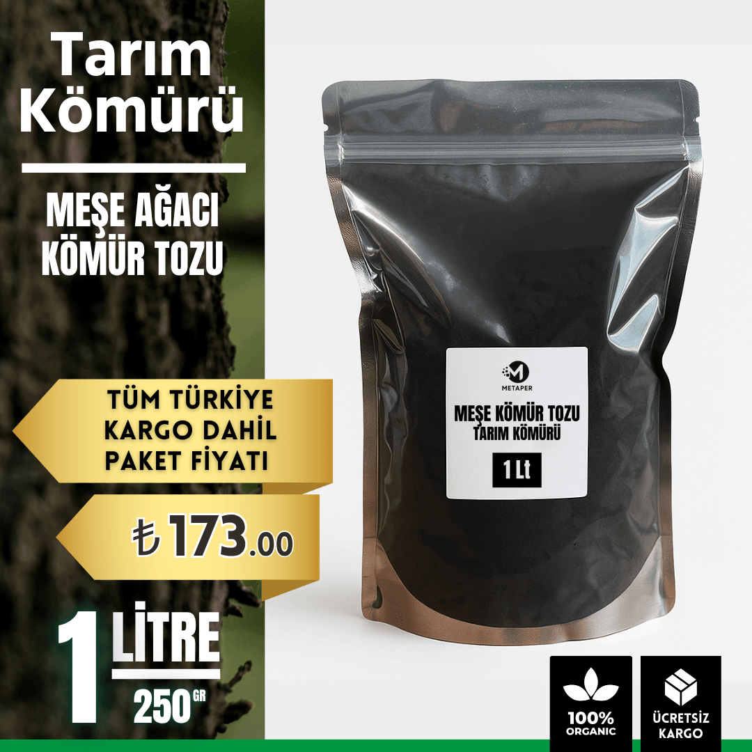 Tarım Kömürü – Meşe Ağacı Kömür Tozu (1 Litre / 250 gr)