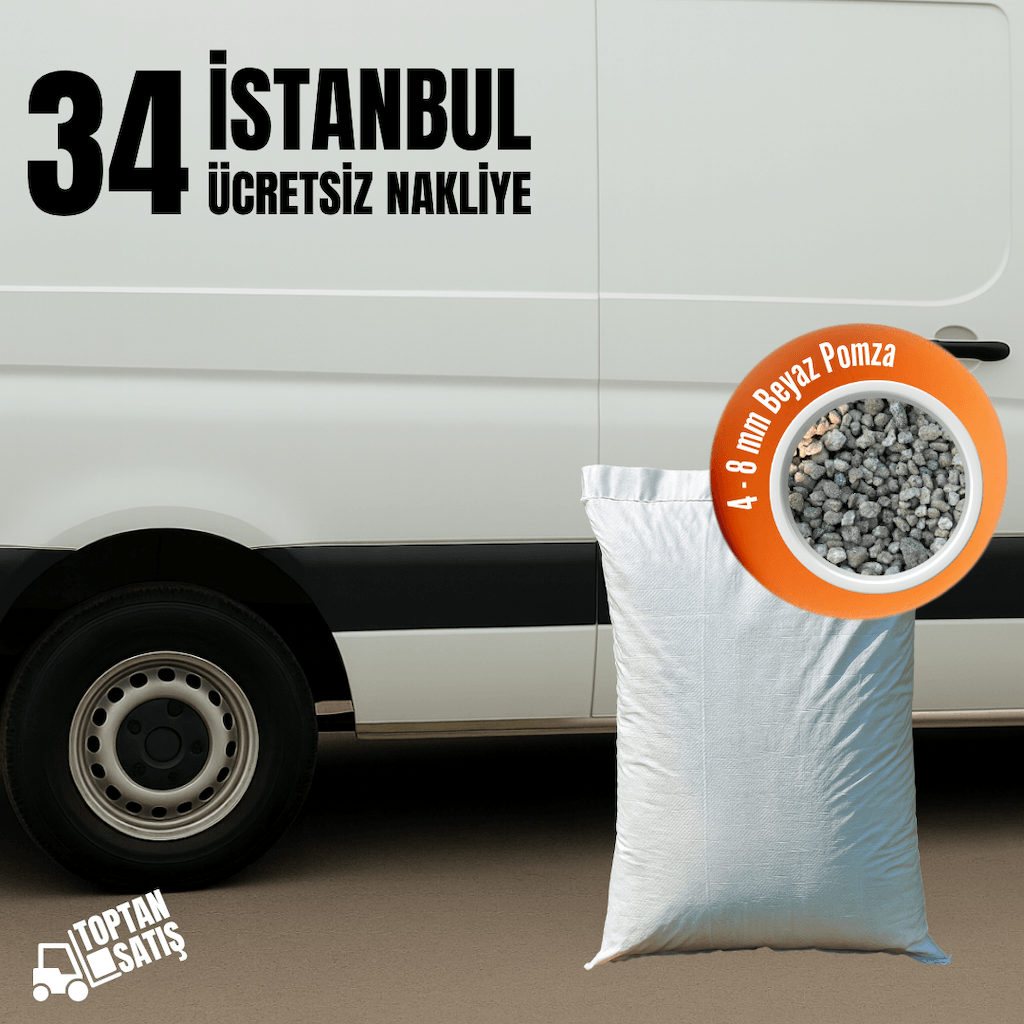 4–8 mm Beyaz Pomza (Volkanik Taş) | 35 Litre (20 kg) – İstanbul Nakliye Dahil