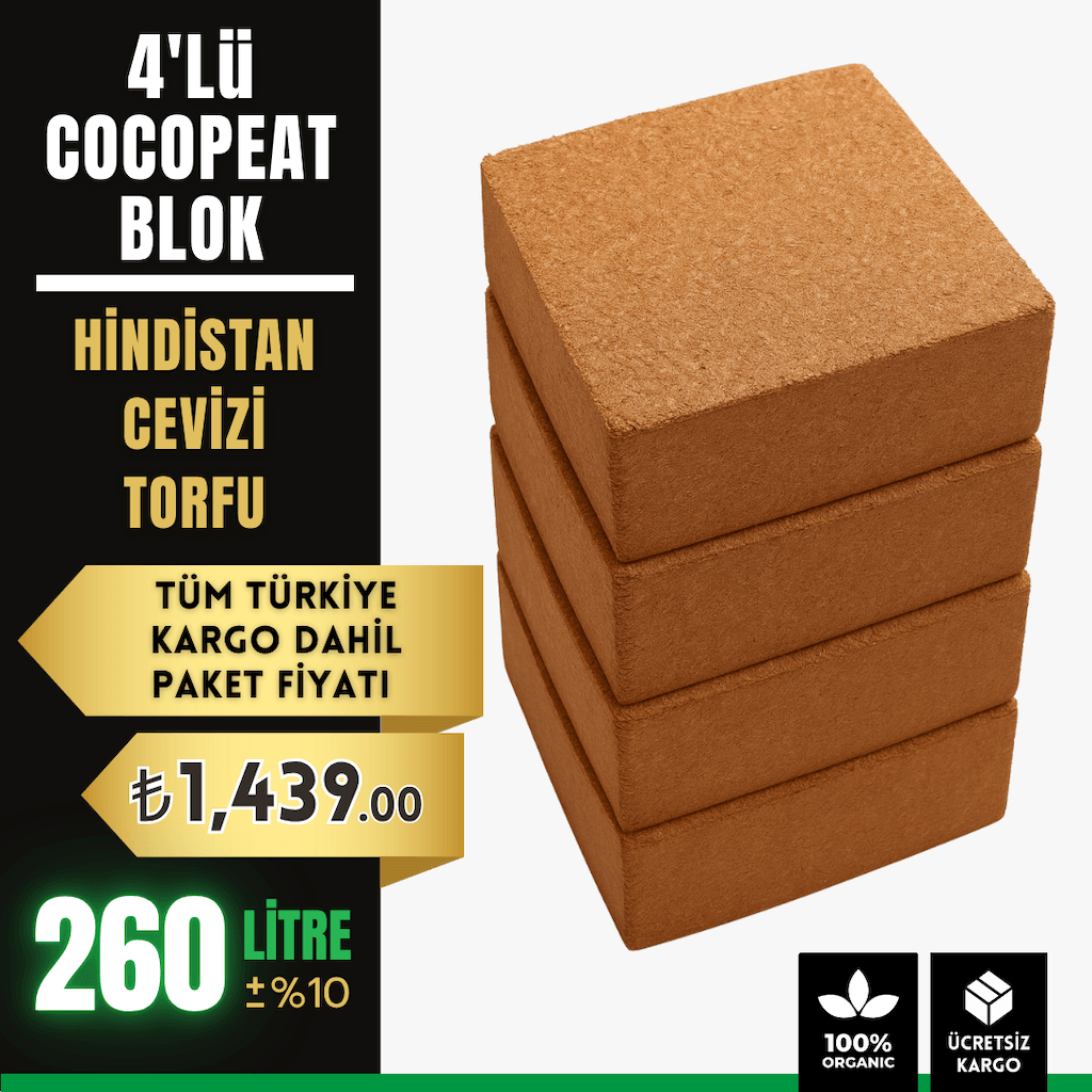 Sıkıştırılmış Cocopeat (Kokopit) Hindistan Cevizi Torfu Blok x4 Blok