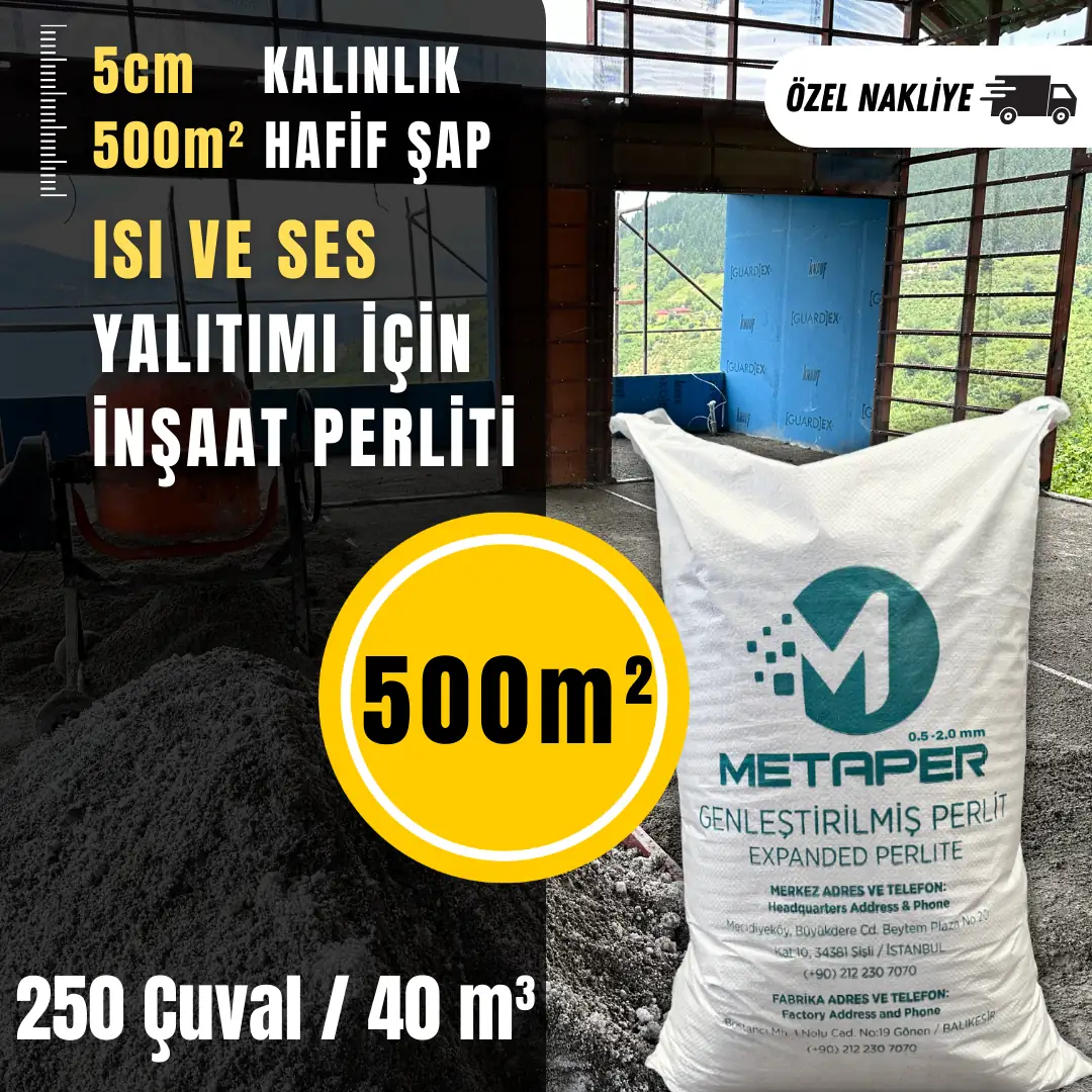 500m² Isı ve Ses Yalıtımlı Hafif Şap için İnşaat Perliti