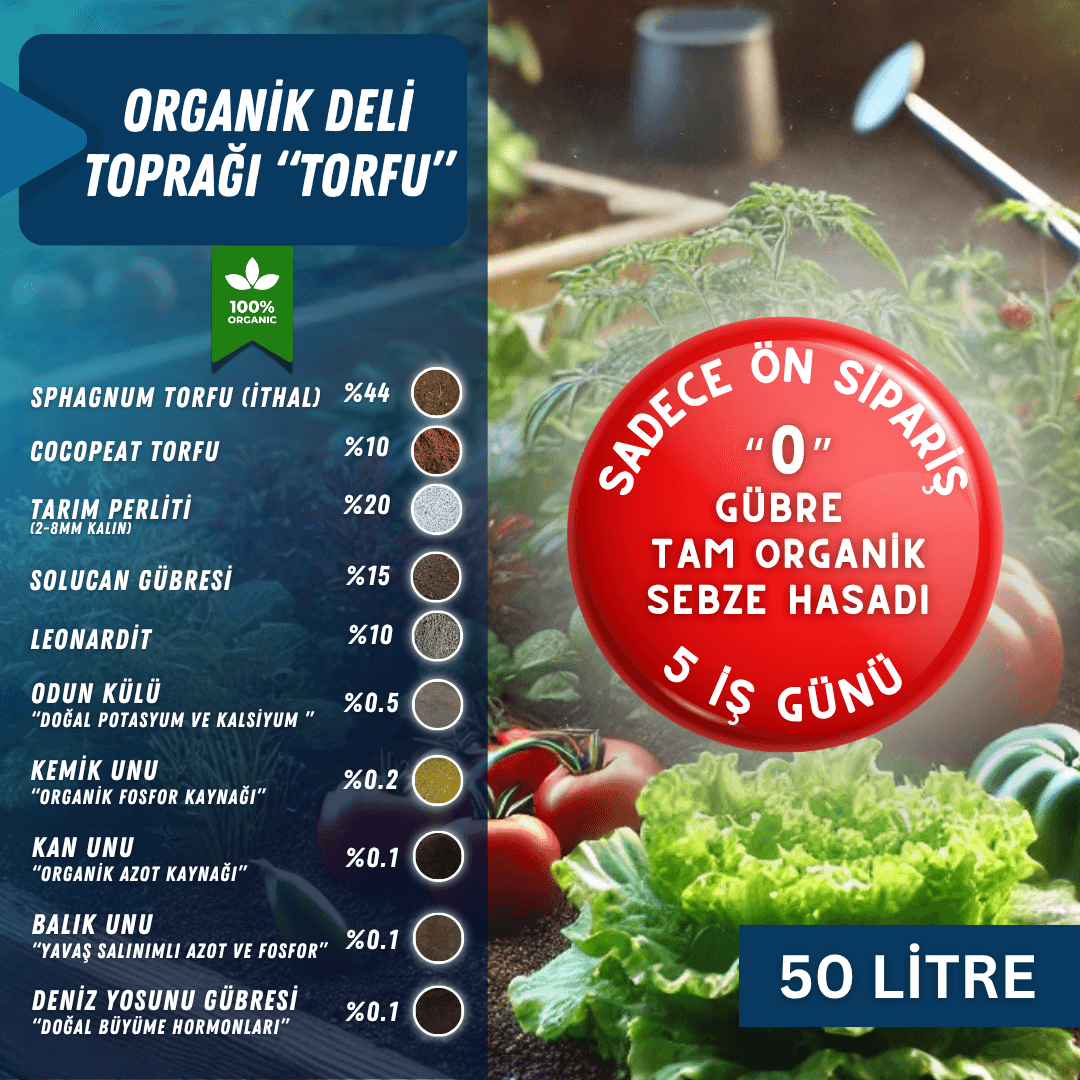 Organik Deli Toprağı (Torfu) Gübresiz Sebze Hasadı