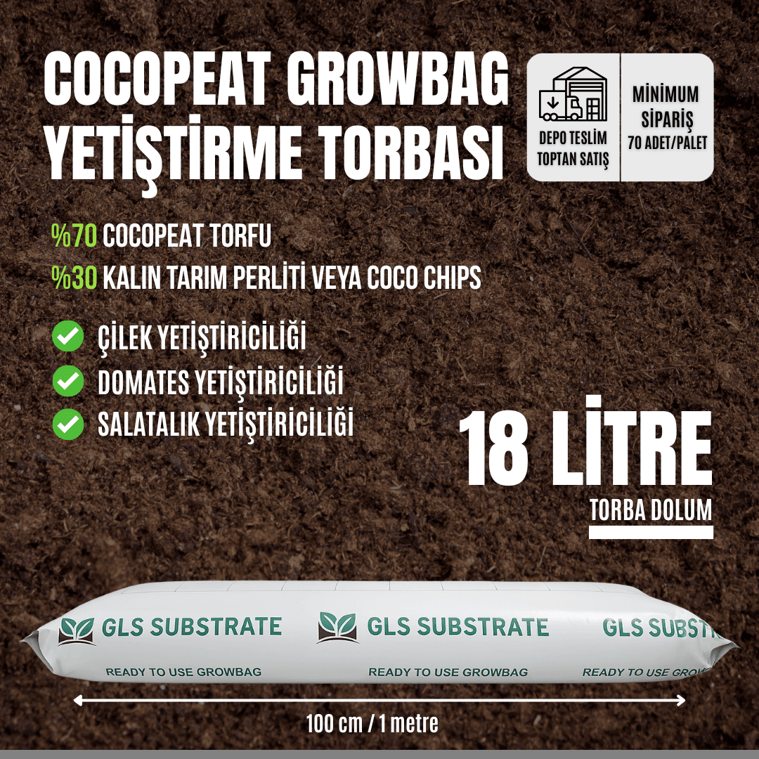 Cocopeat Growbag Yetiştirme Torbası – 18 Litre (Toptan) – Çilek, Domates, Salatalık İçin