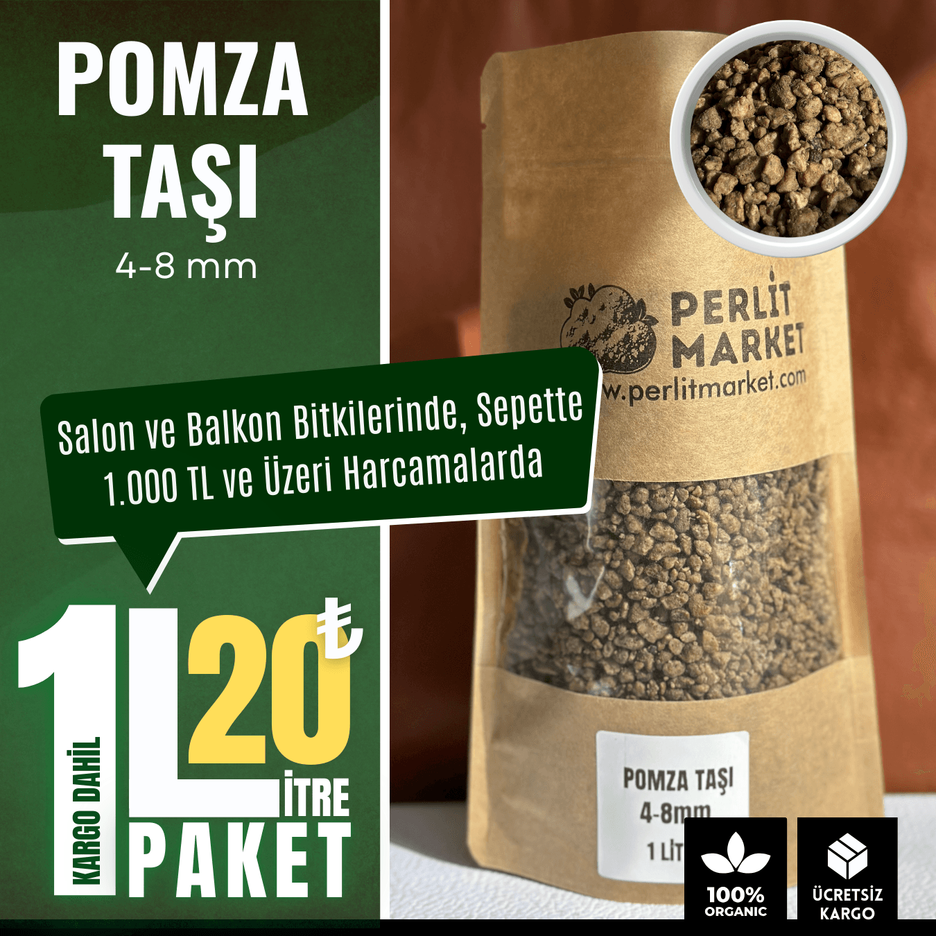 Pomza Taşı 4–8mm (1 Litre)