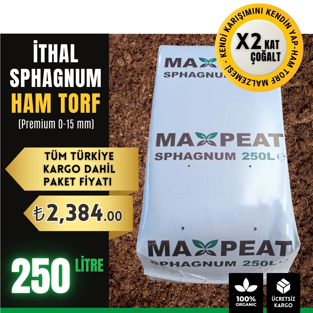 250 Litre MaxPeat Sphagnum ithal Torf (0-15mm Premium Kalite)