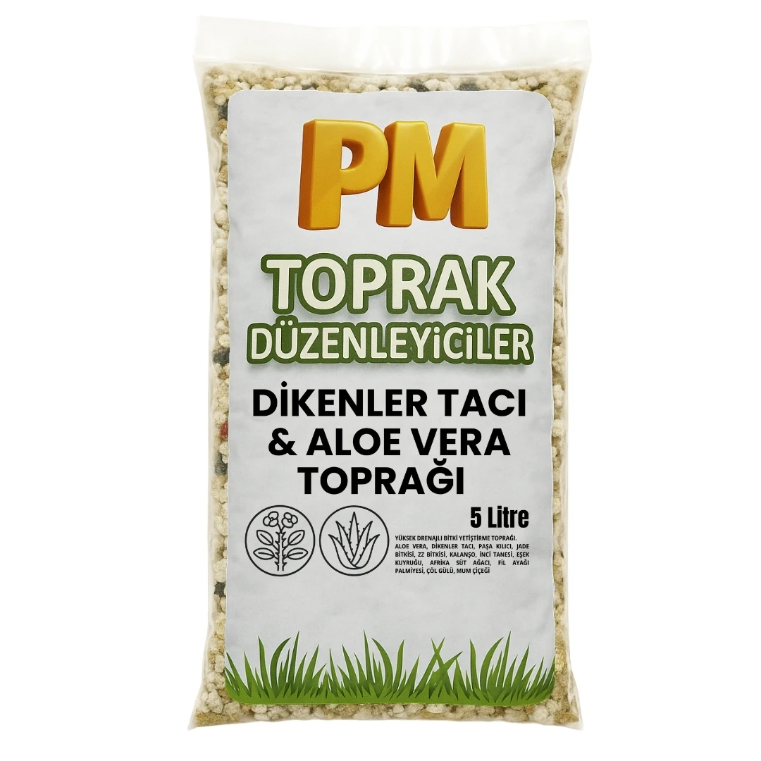 Dikenler Tacı & Aloe Vera Toprağı (Sukulent ve Etli Yapraklı Bitkiler) 5 Litre