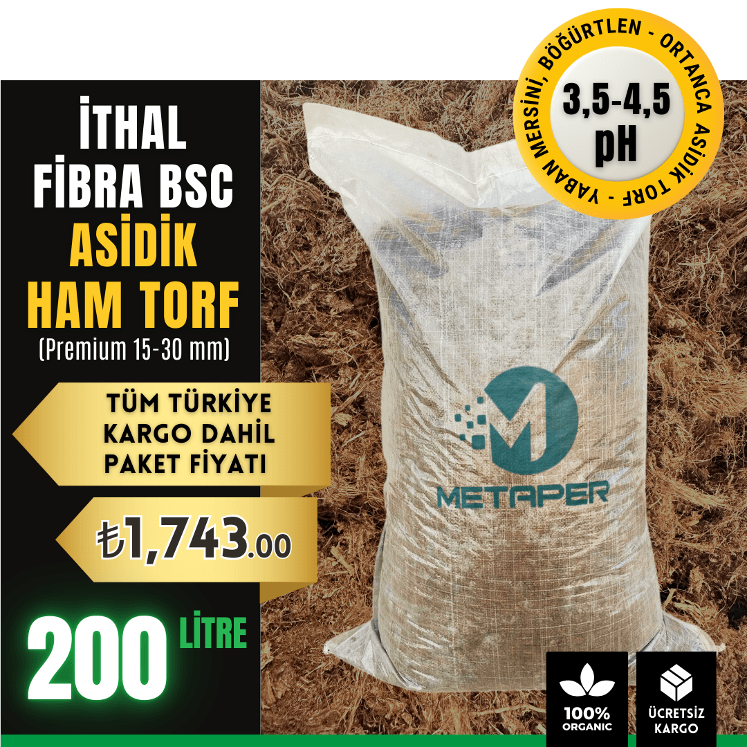 İthal Asidik Ham Torf – FIBRA BSC (3,5–4,5 pH) | 200 Litre
