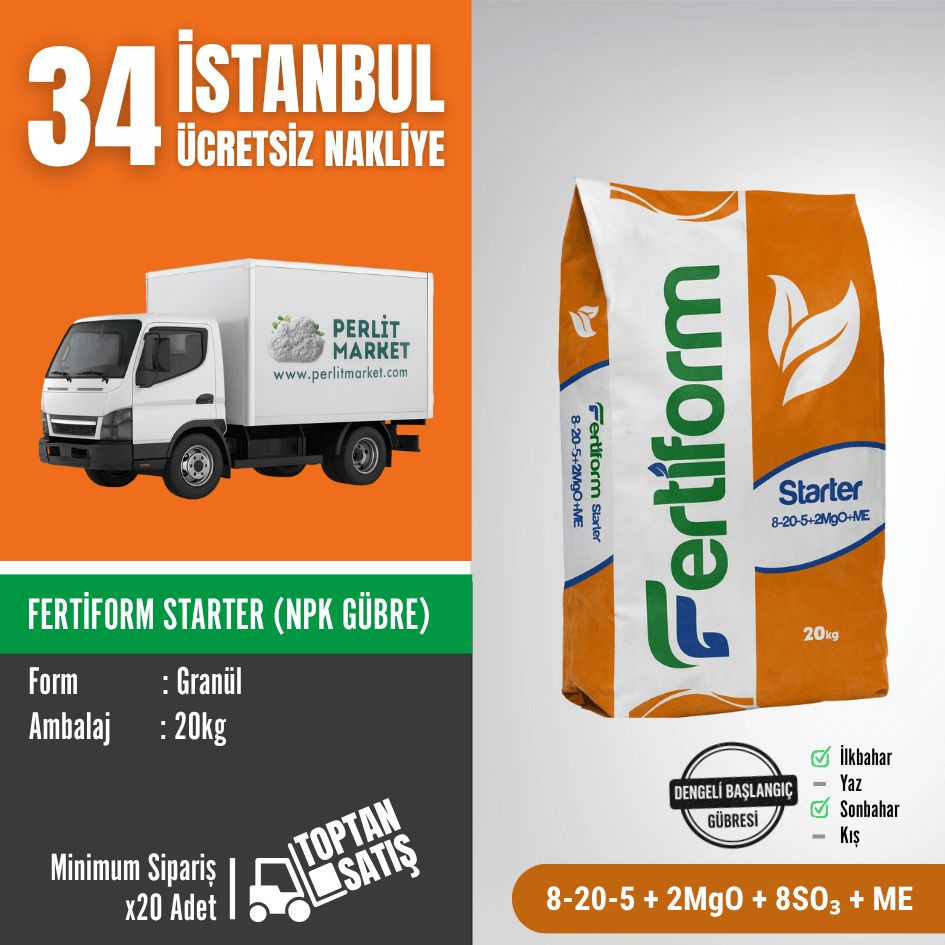 Fertiform Starter 8-20-5 + 2MgO + 8SO₃ + ME | 20 kg – İstanbul Nakliye Dahil