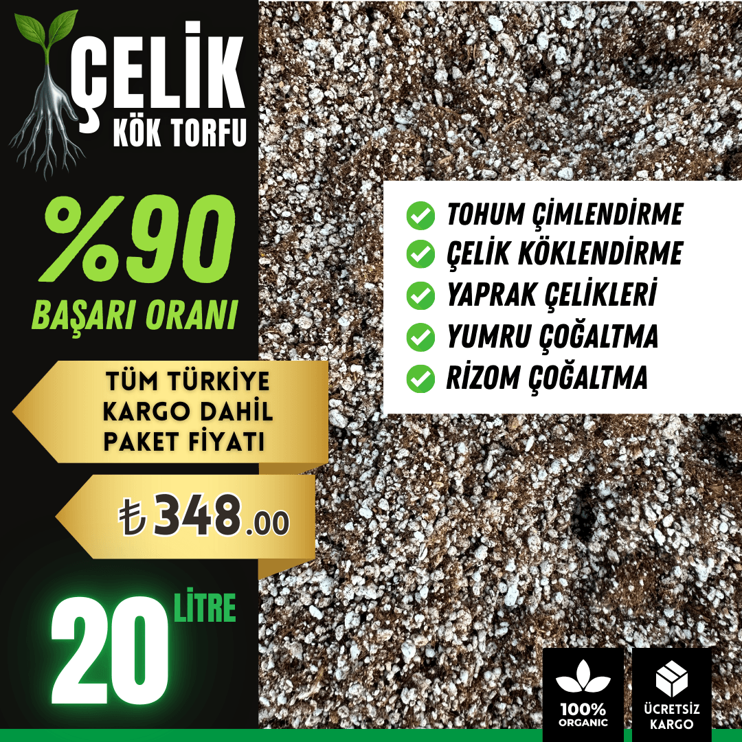 Çelik Kök Torfu – Tohum Çimlendirme ve Çelik Köklendirme Torfu (20 Litre)